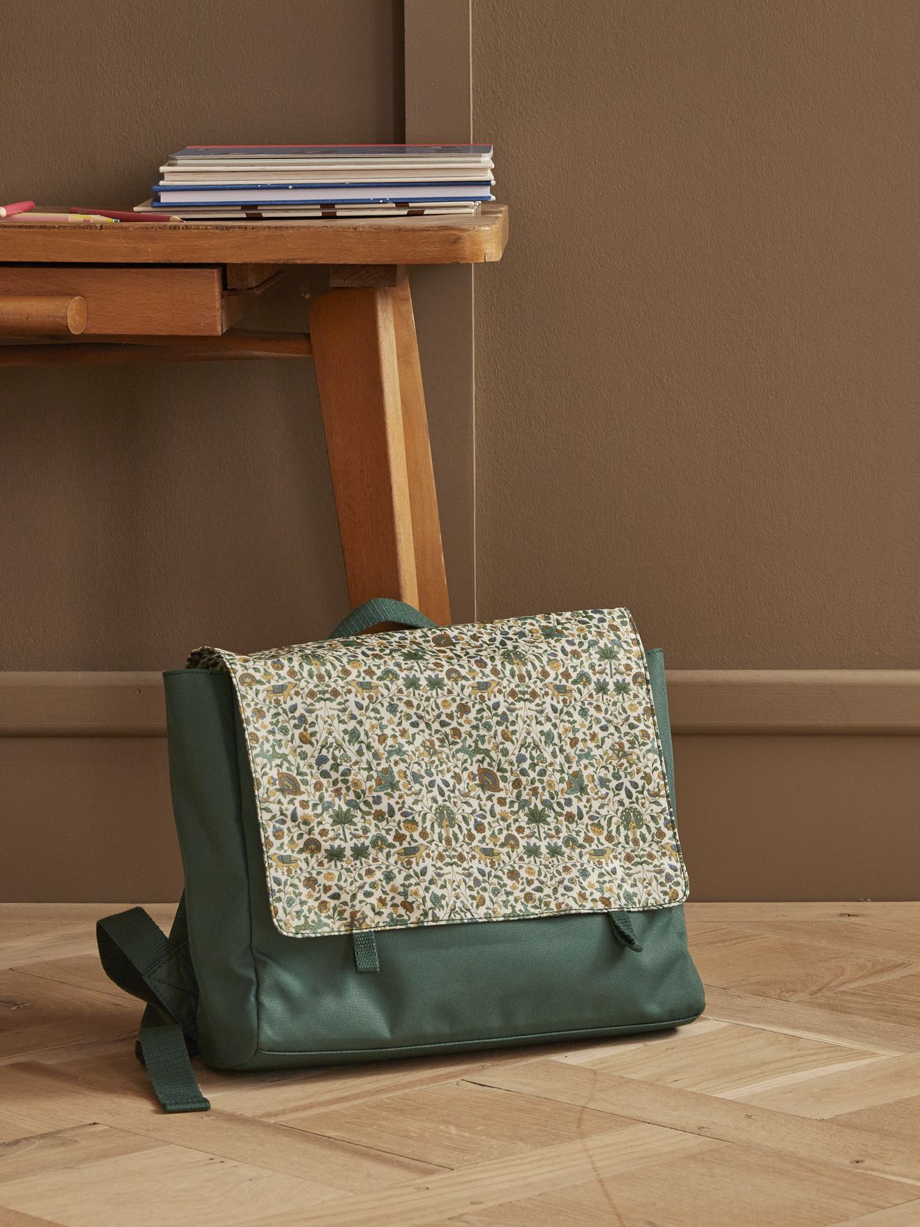 Cartable Maternelle Tissu Liberty Liberty Imran Vert Cyrillus