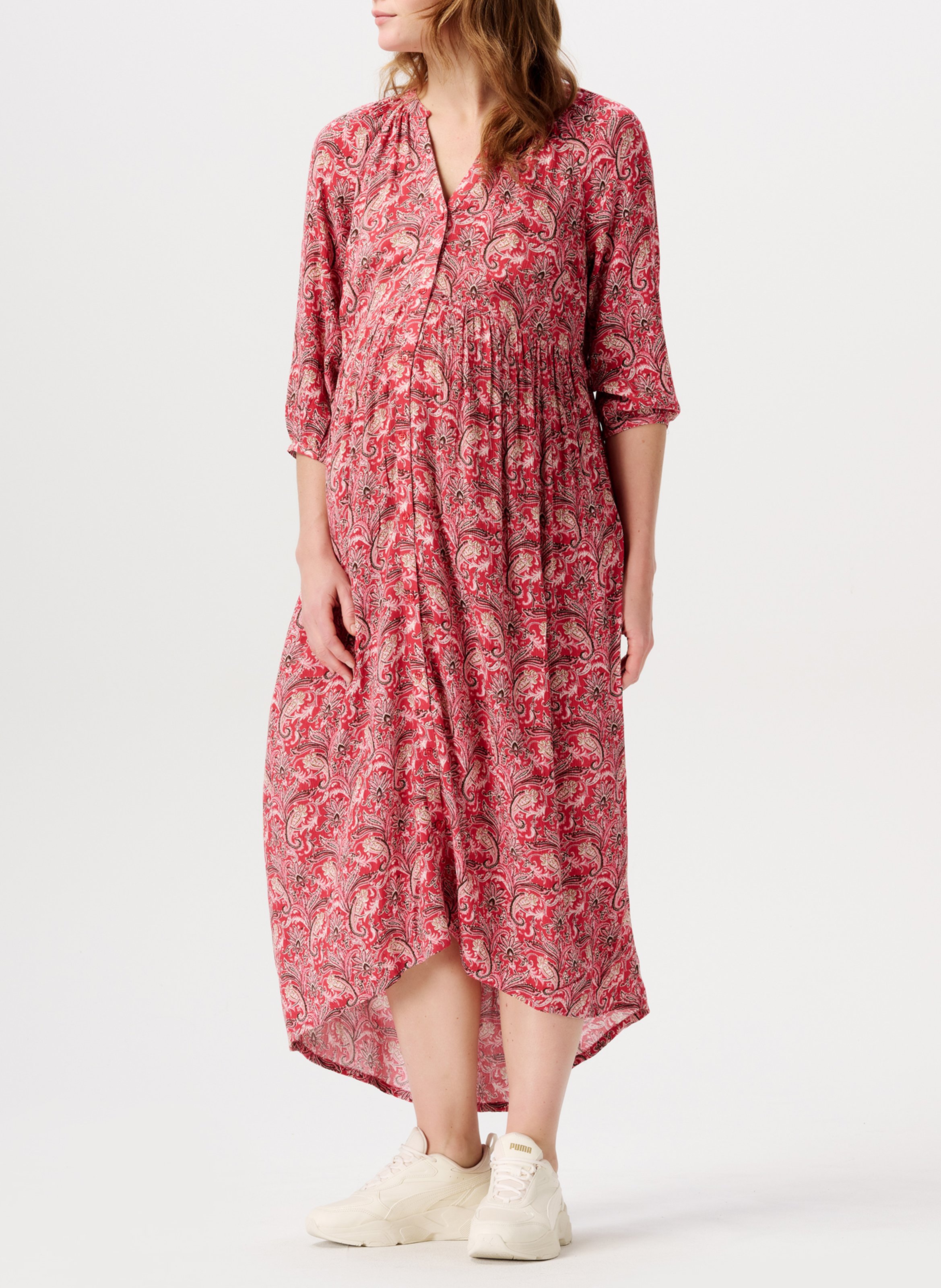 Langes Schwangerschaftskleid mit Print NOPPIES Rot