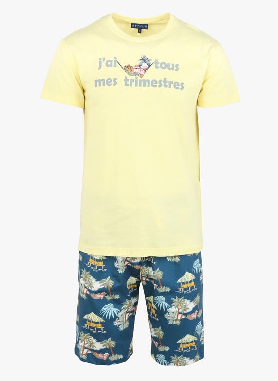 Ensemble De Pyjama Tee shirt Et Short En Coton Multicolore Arthur Homme PAUTEDD MULT MULTICOLORE Place des Tendances