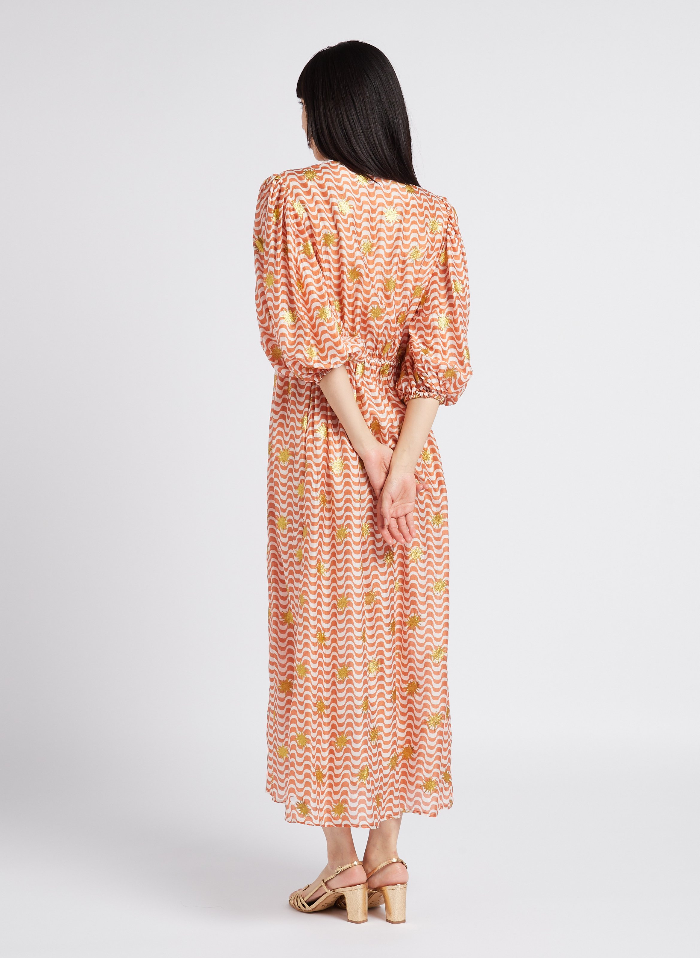 Long printed V-neck dress SUNDRESS Multicolored