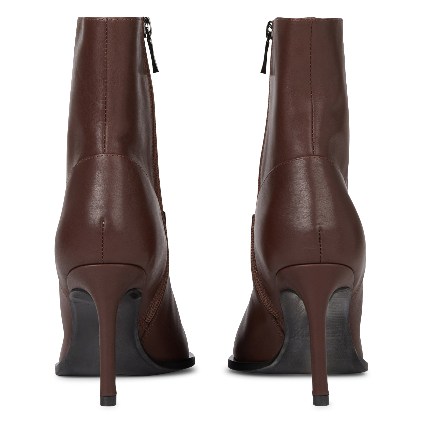 Enkellaarsjes met hak van leer MI/MAI Bruin