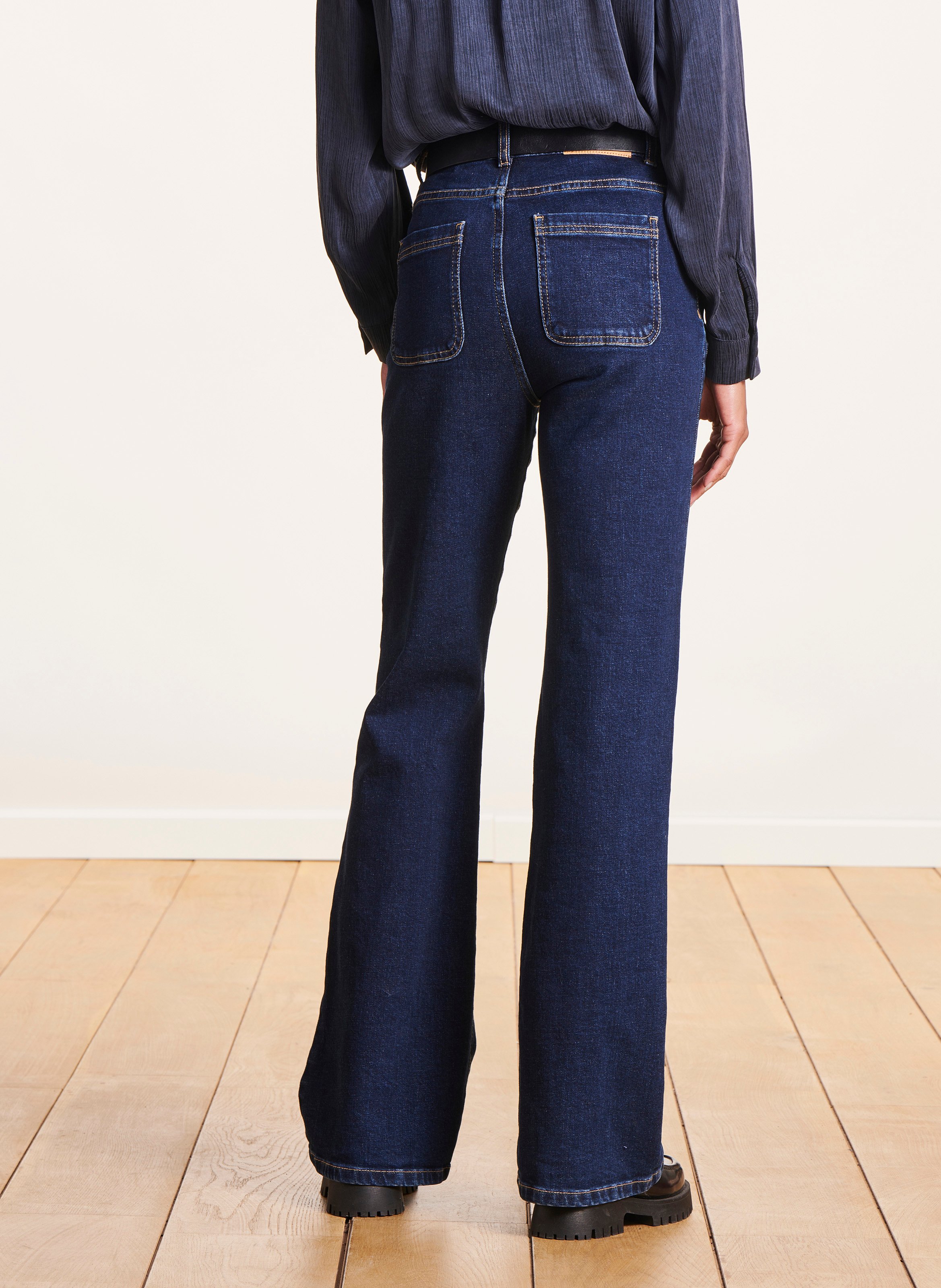 Jean bootcut taille haute en coton mélangé  LA FEE MARABOUTEE Bleu