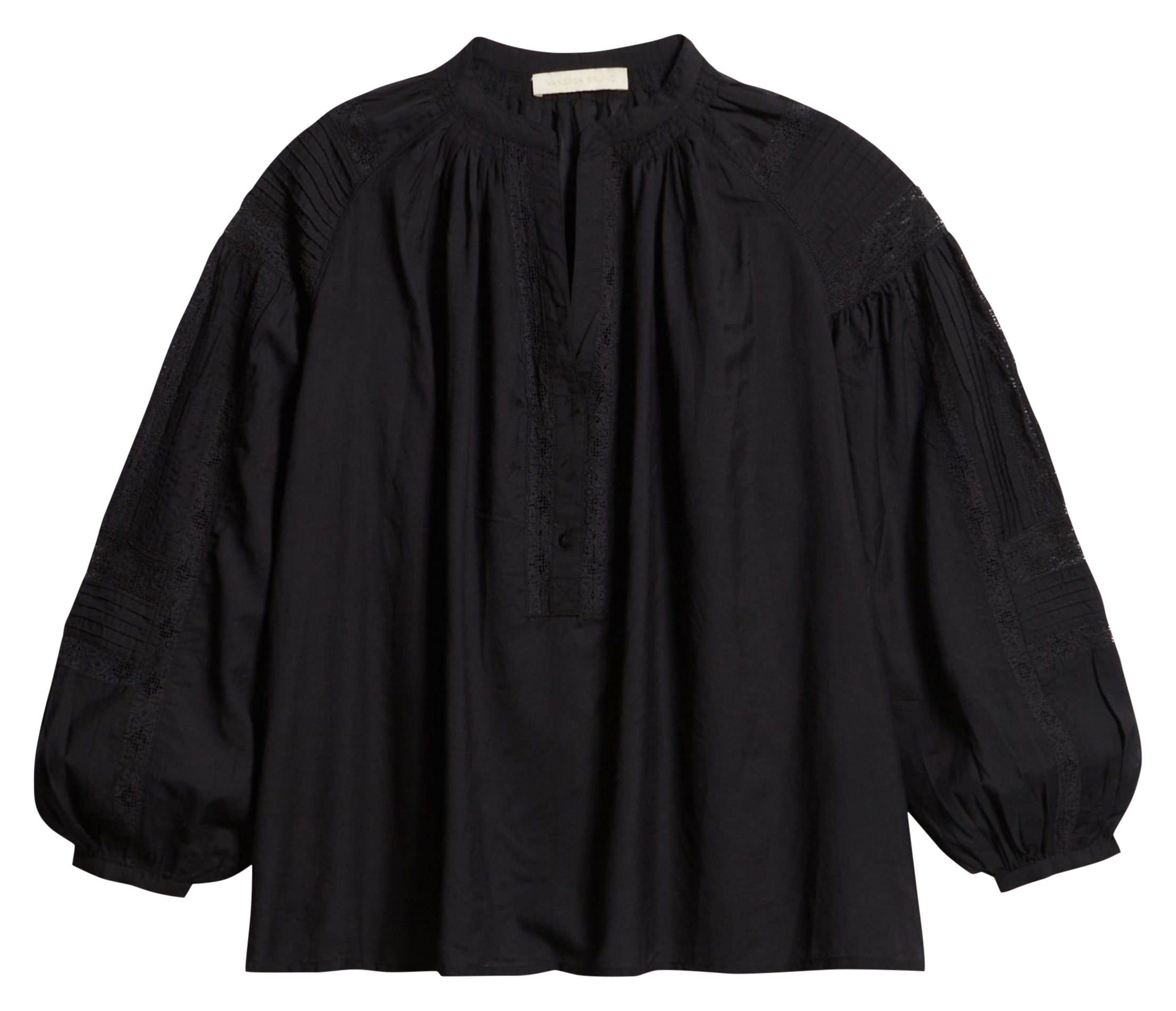 Langärmelige Spitzenbluse Schwarz