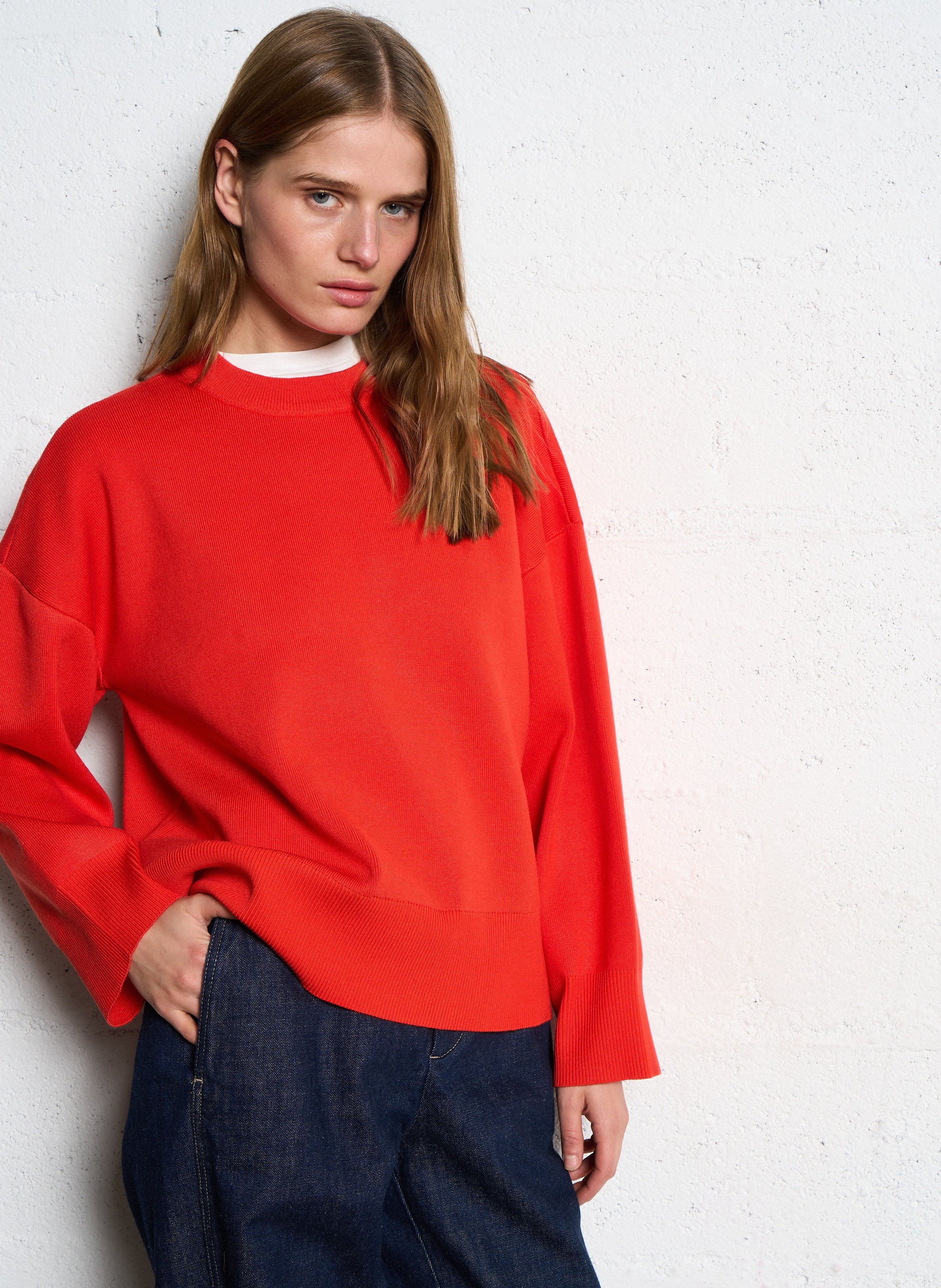 Gerade geschnittener Rundhalspullover OBJECT Orange