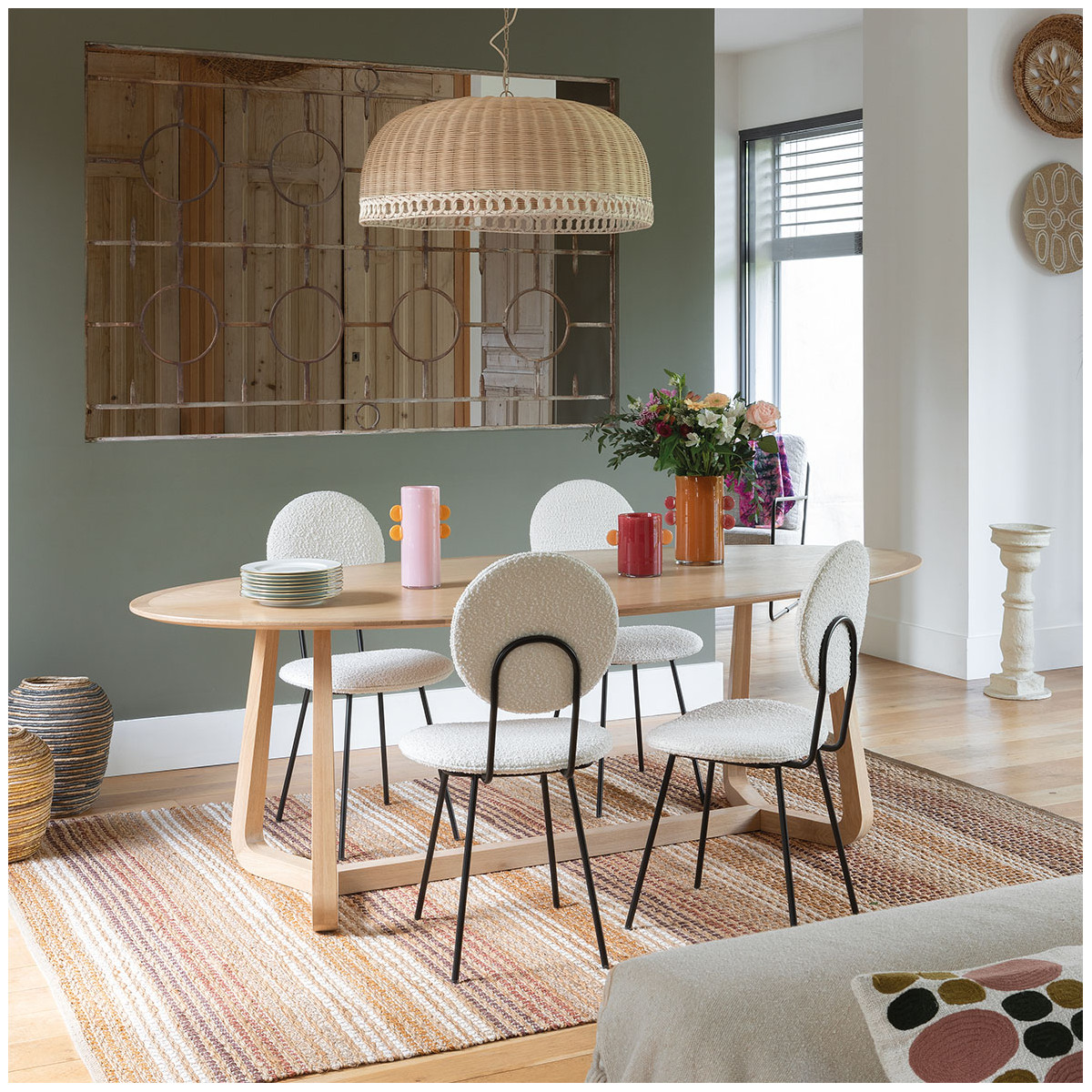 Joséphine rattan hanging lamp - large size BLANC D'IVOIRE Beige