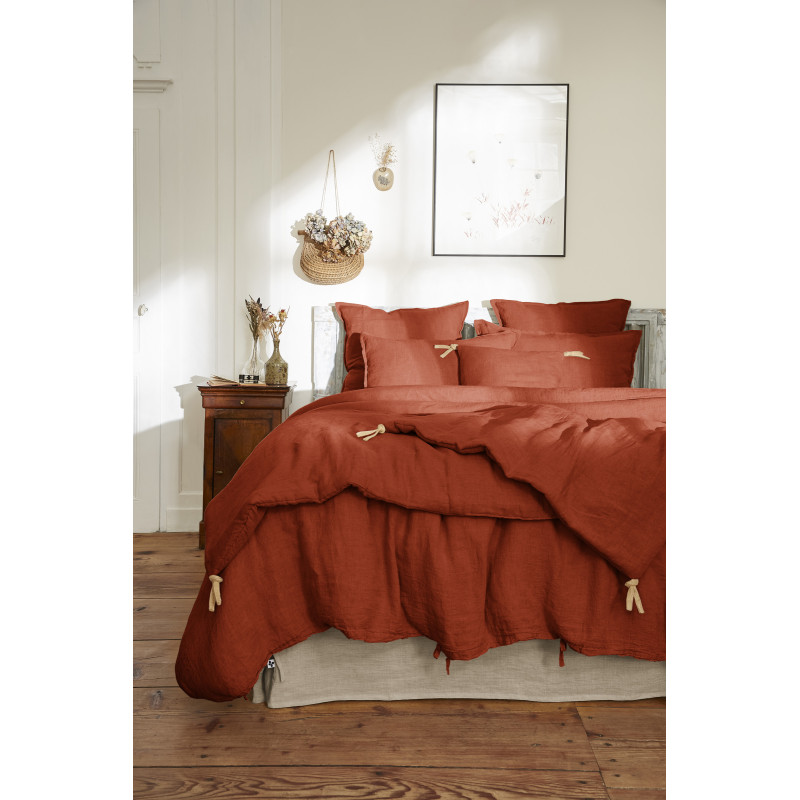 Cotton gauze bedspread or end-of-bed throw L'EFFET PAPILLON Orange