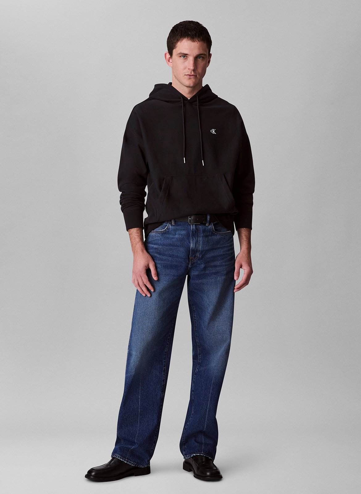 Sweat à capuche uni en coton mélangé CALVIN KLEIN Noir