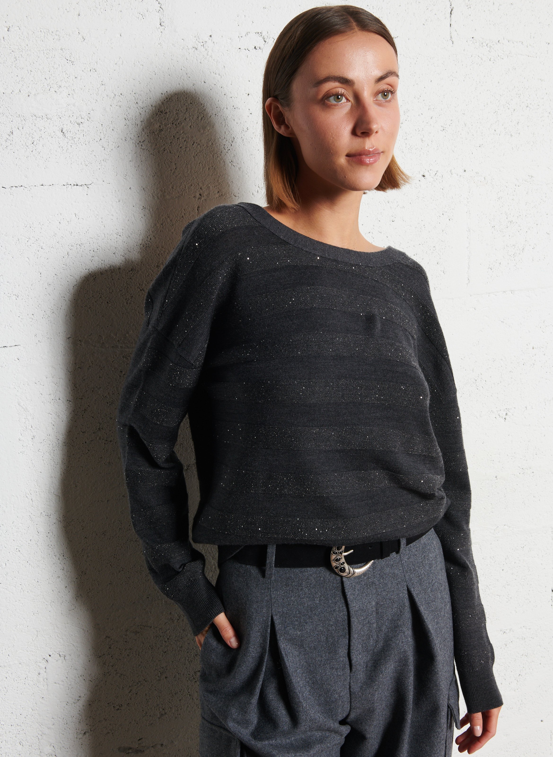 Buttoned striped cardigan with sequins IKKS Grey