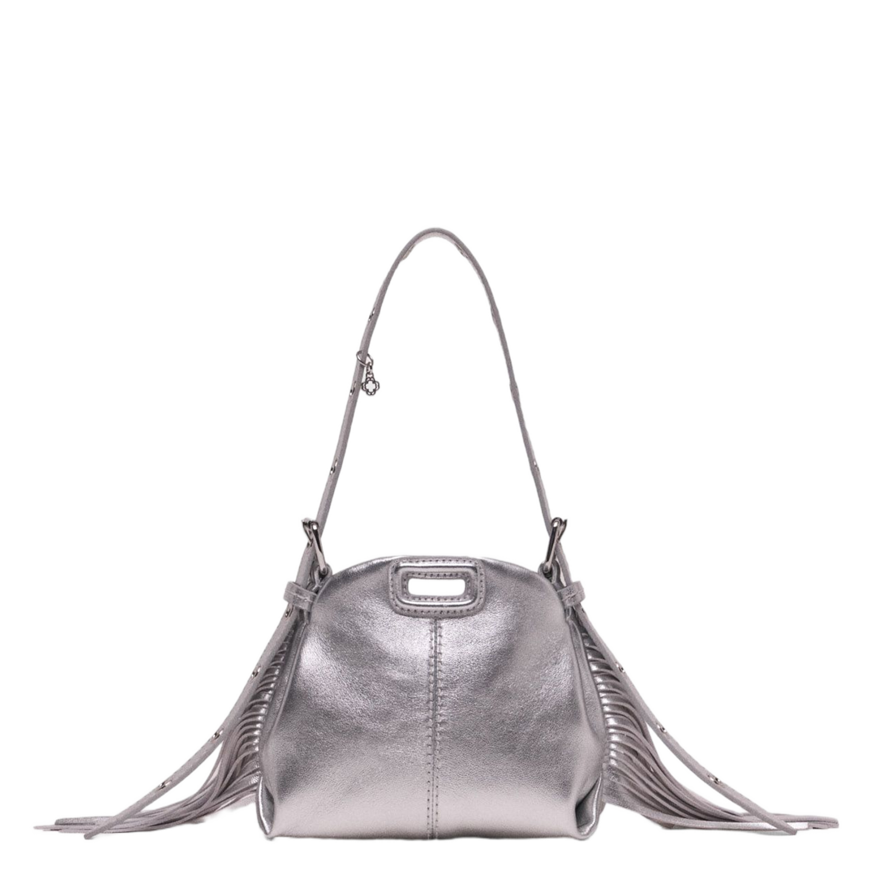 Metallic leather shoulder bag MAJE Silver