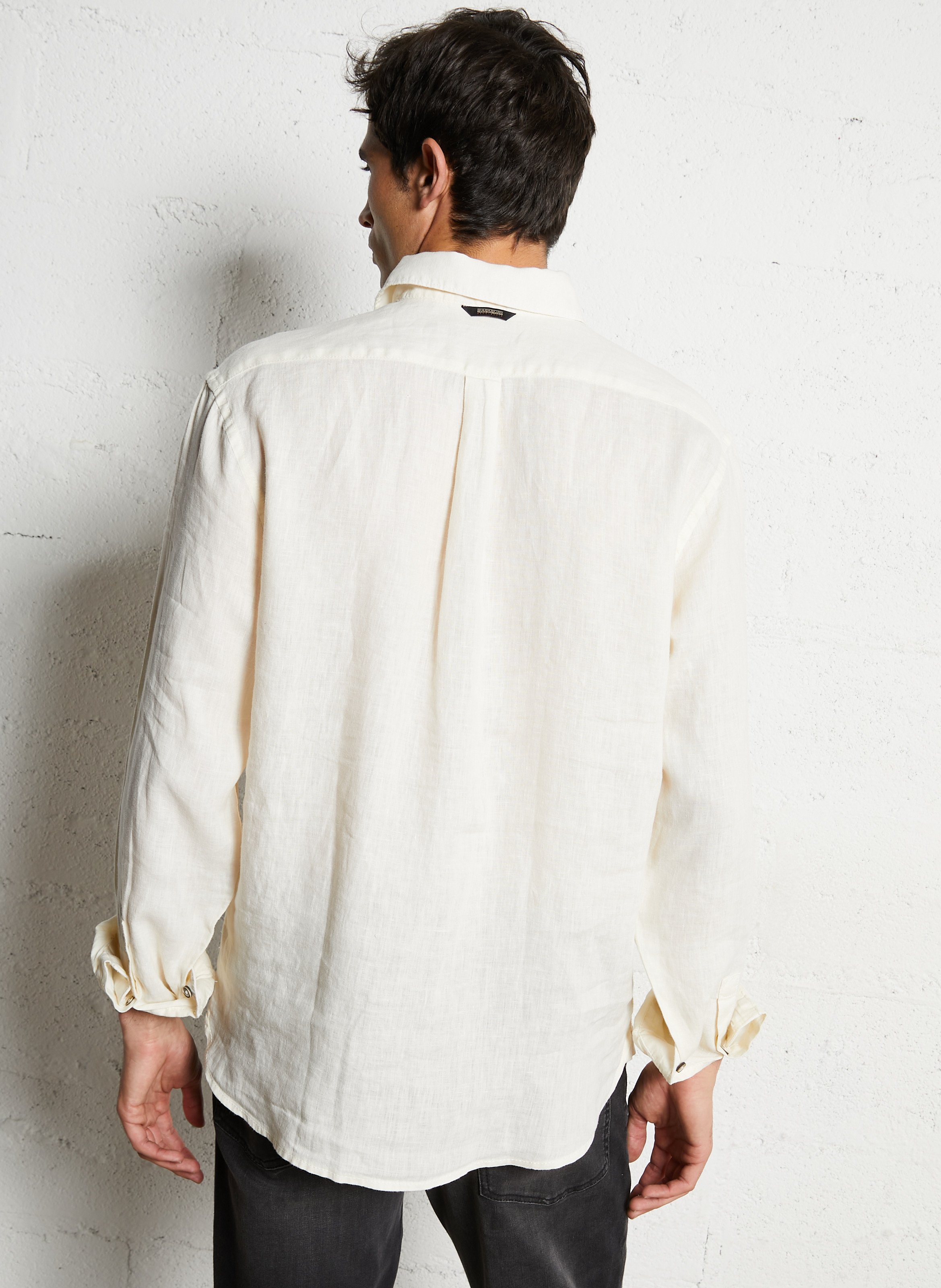 Gerade geschnittenes Leinenhemd Weiss
