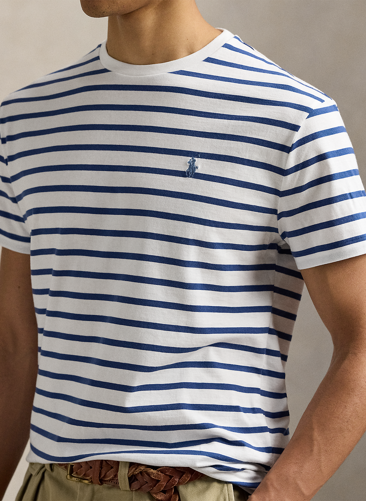 Tee-shirt col rond à rayures POLO RALPH LAUREN Bleu