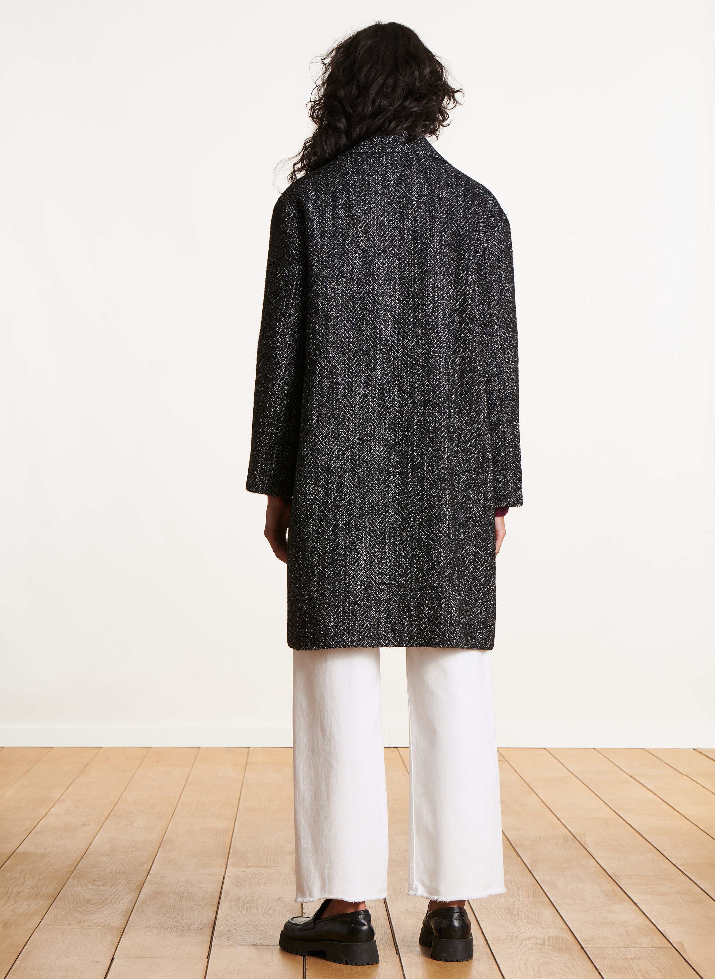 Manteau col tailleur en laine mélangée LA FEE MARABOUTEE Noir