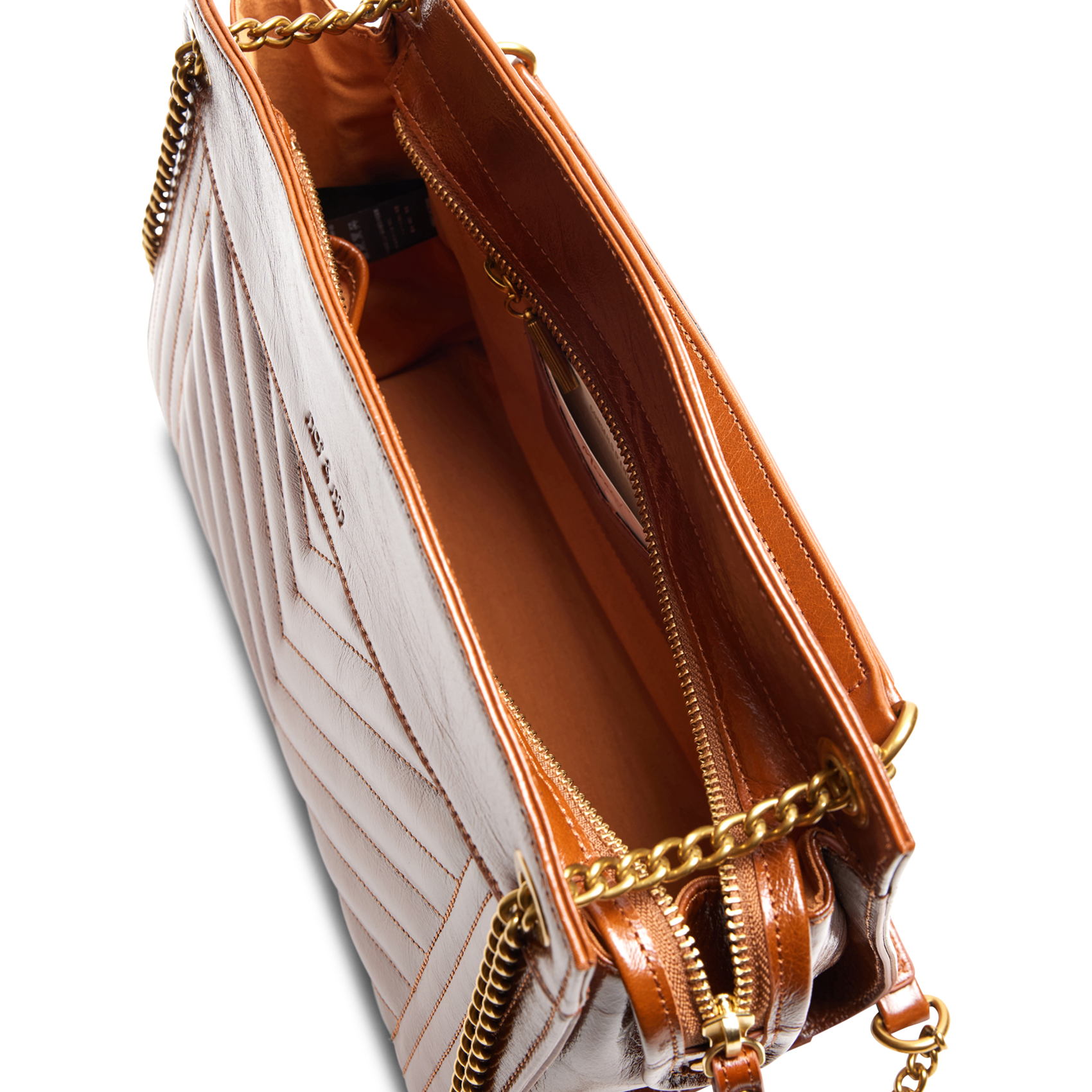 Gesteppte Ledertasche NAT & NIN Braun