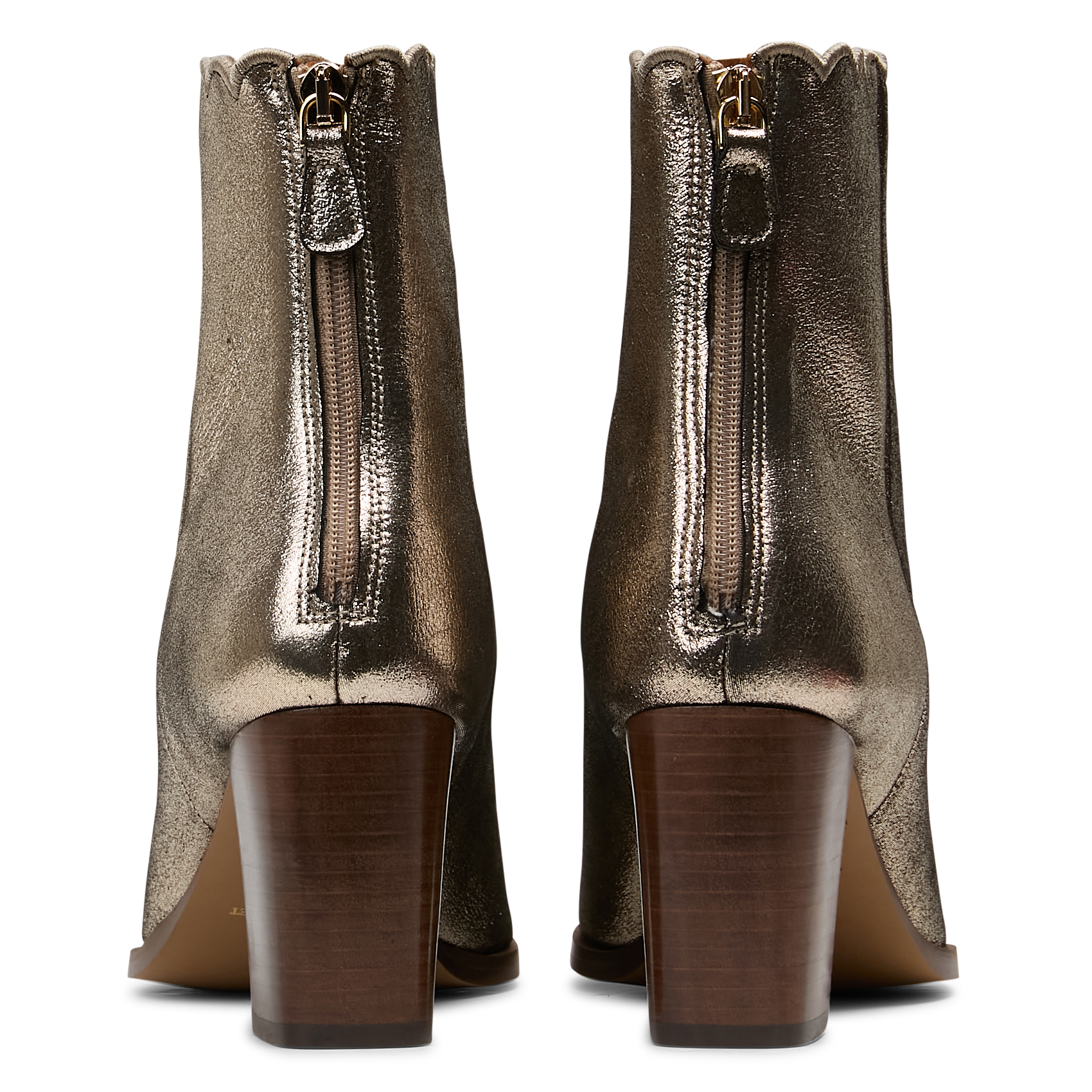 Glanzende, leren enkellaarzen met hak MAISON TOUFET Goudkleurig