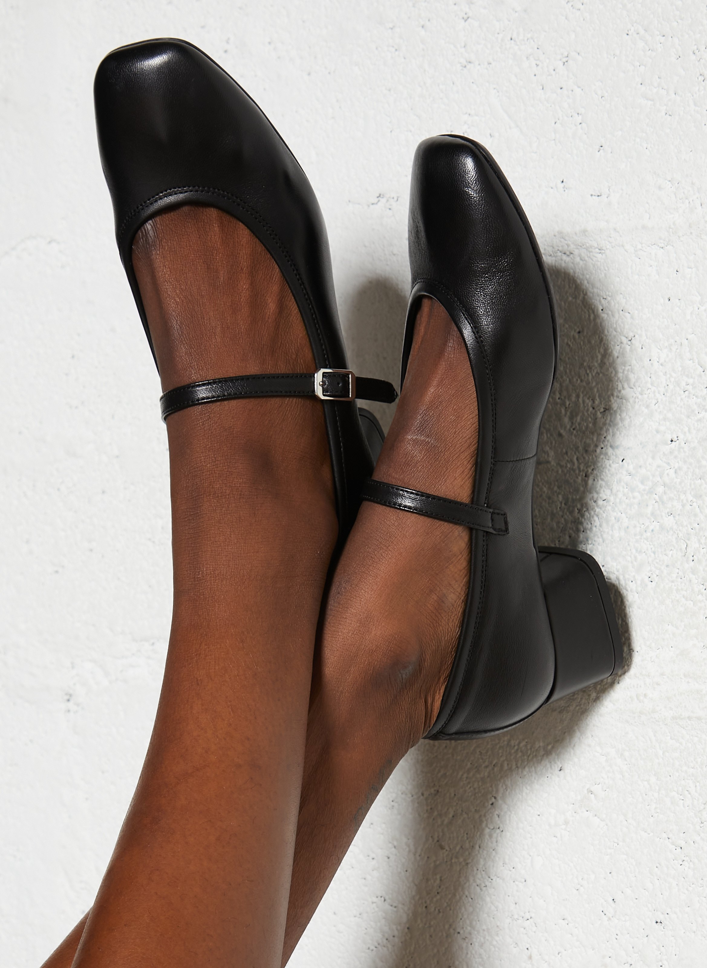 Smooth leather heeled booties REQINS Black