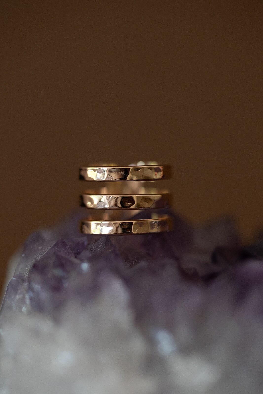 Hammered gold-plated ring MONSIEUR SIMONE Pink