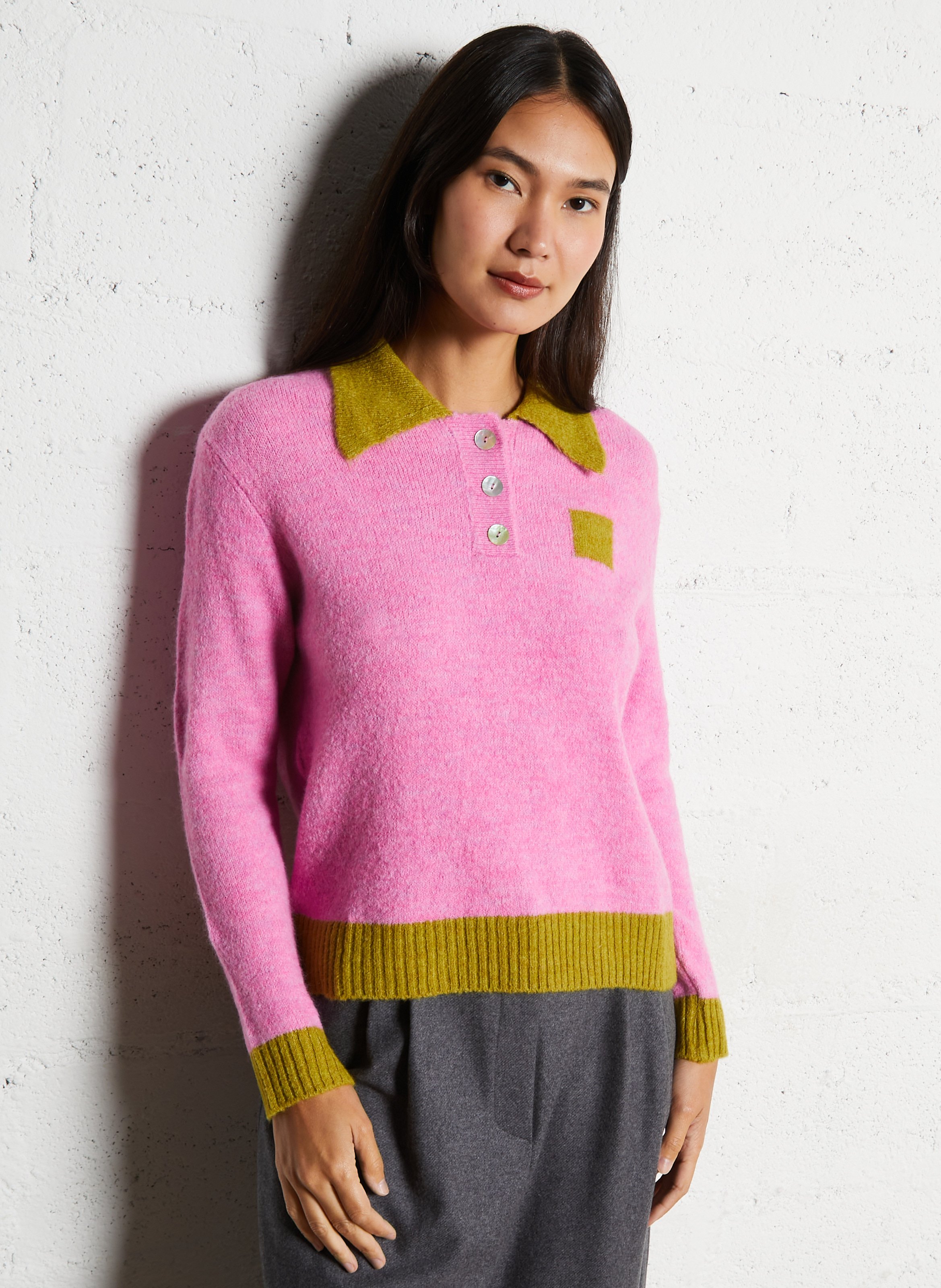 Pull droit col classique  DR BLOOM Rose