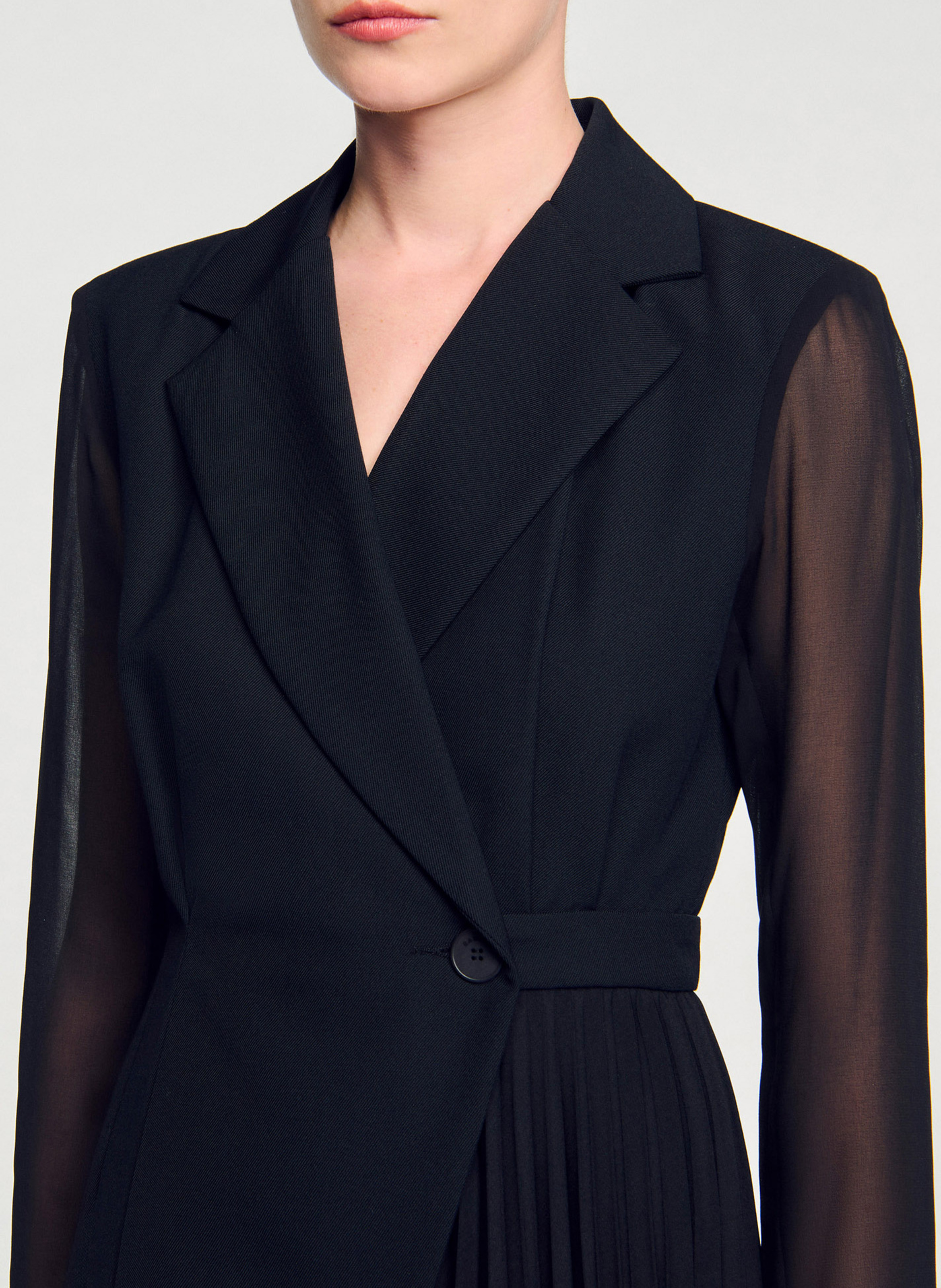 Robe courte col tailleur  SANDRO Noir