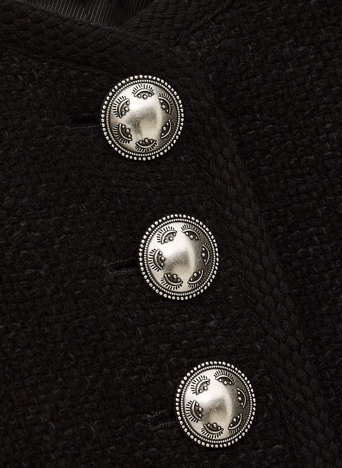 Round-neck wool-blend jacket Black