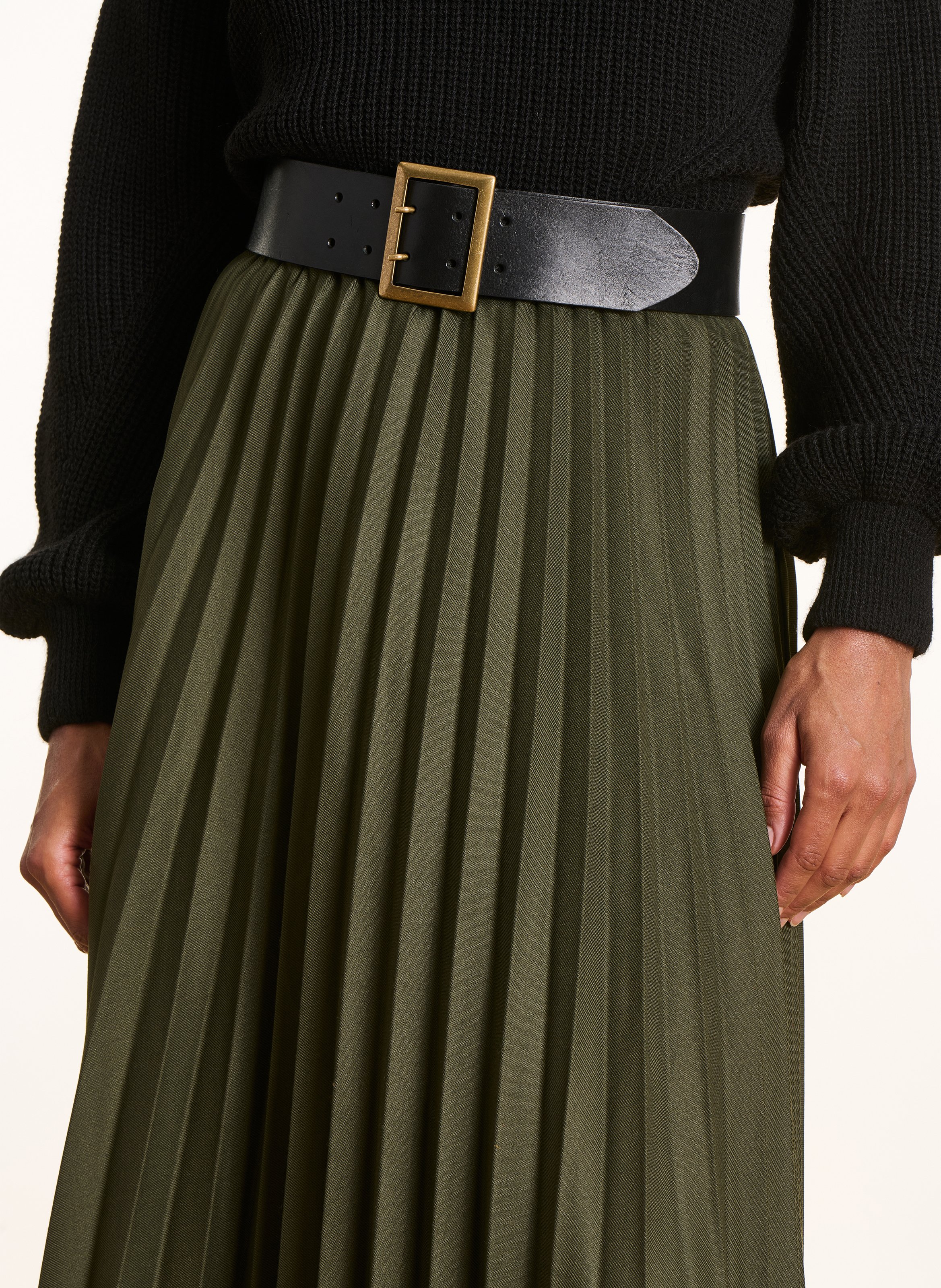 Jupe midi plissée LA FEE MARABOUTEE Vert