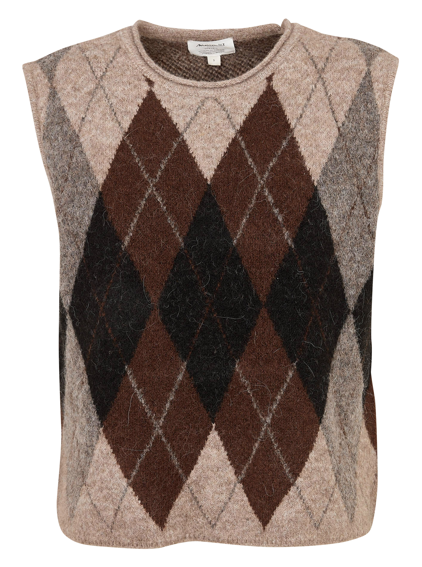 Pull sans manches col rond en jacquard  MAISON 123 Marron