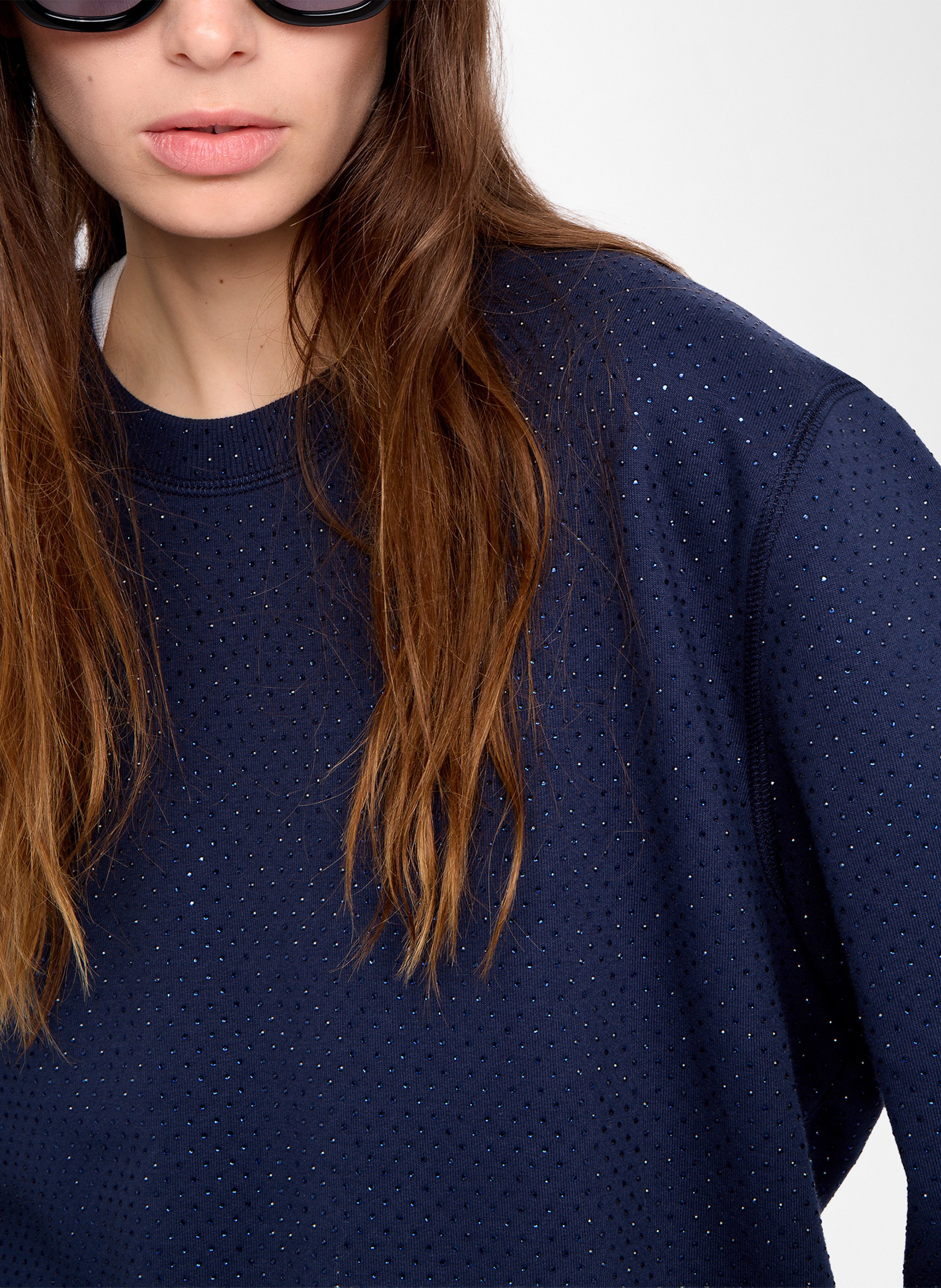 Sweat col rond en coton mélangé ZADIG&VOLTAIRE Bleu