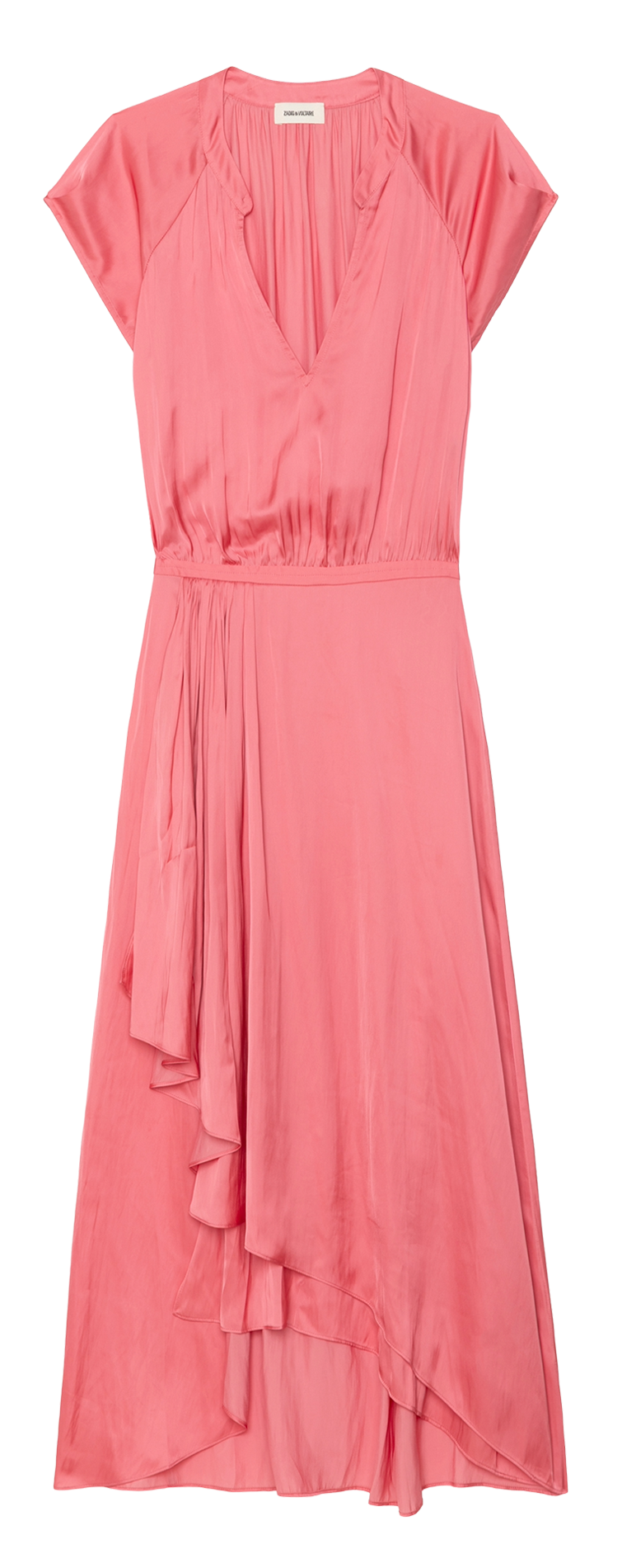 Midi dress with Tunisian collar in satin ZADIG&VOLTAIRE Pink