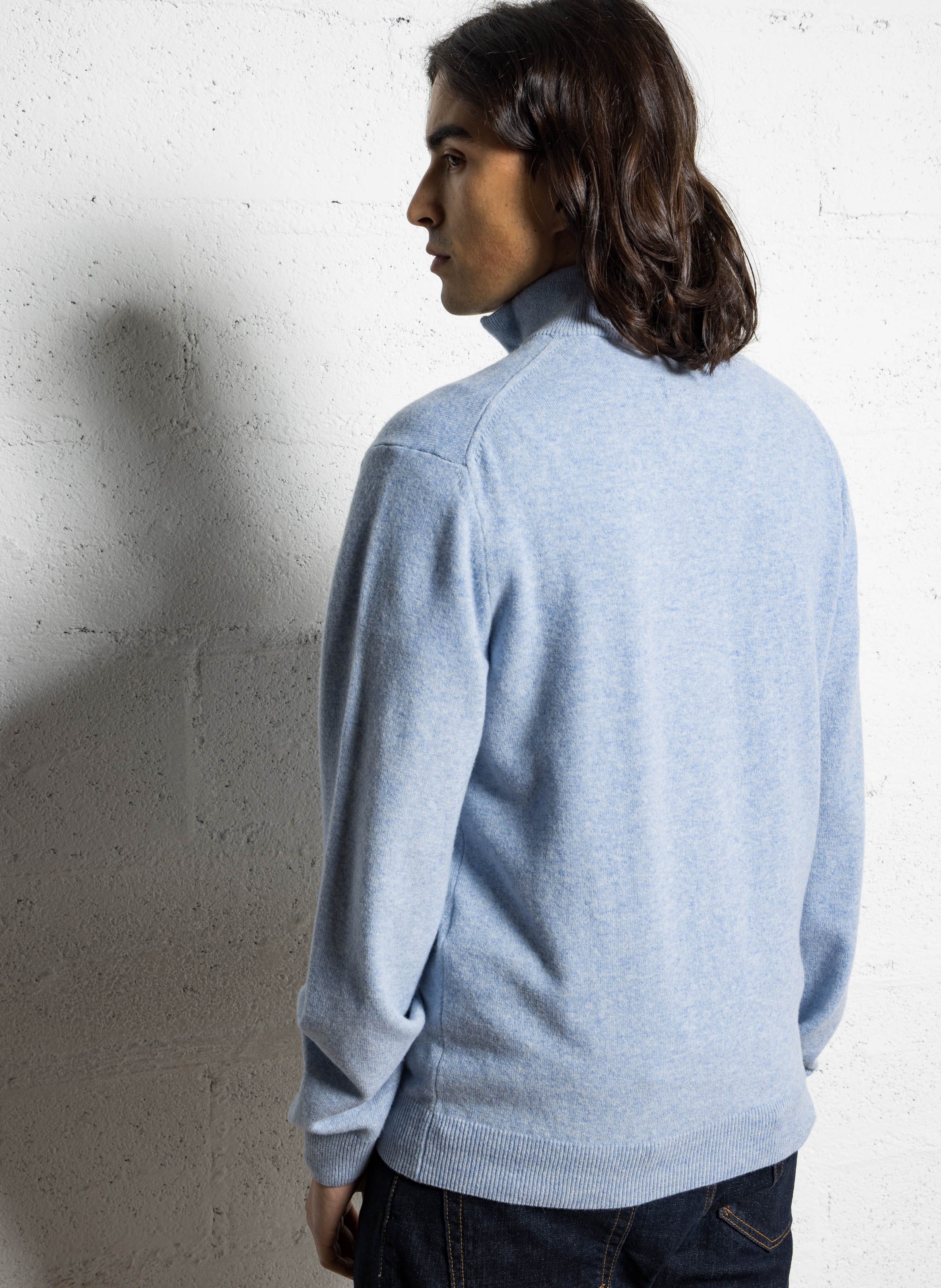 High-neck wool sweater with zip GANT Blue