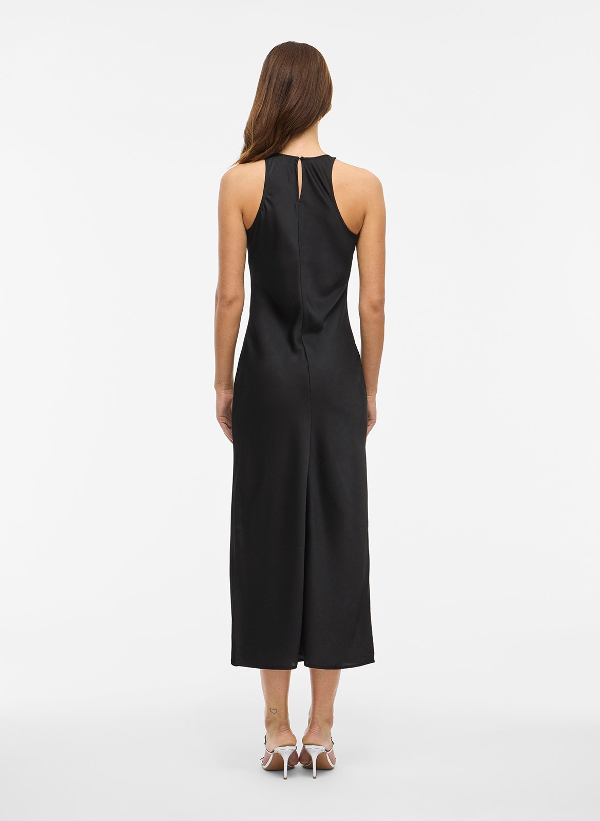 Long satin round-neck dress VILA Black