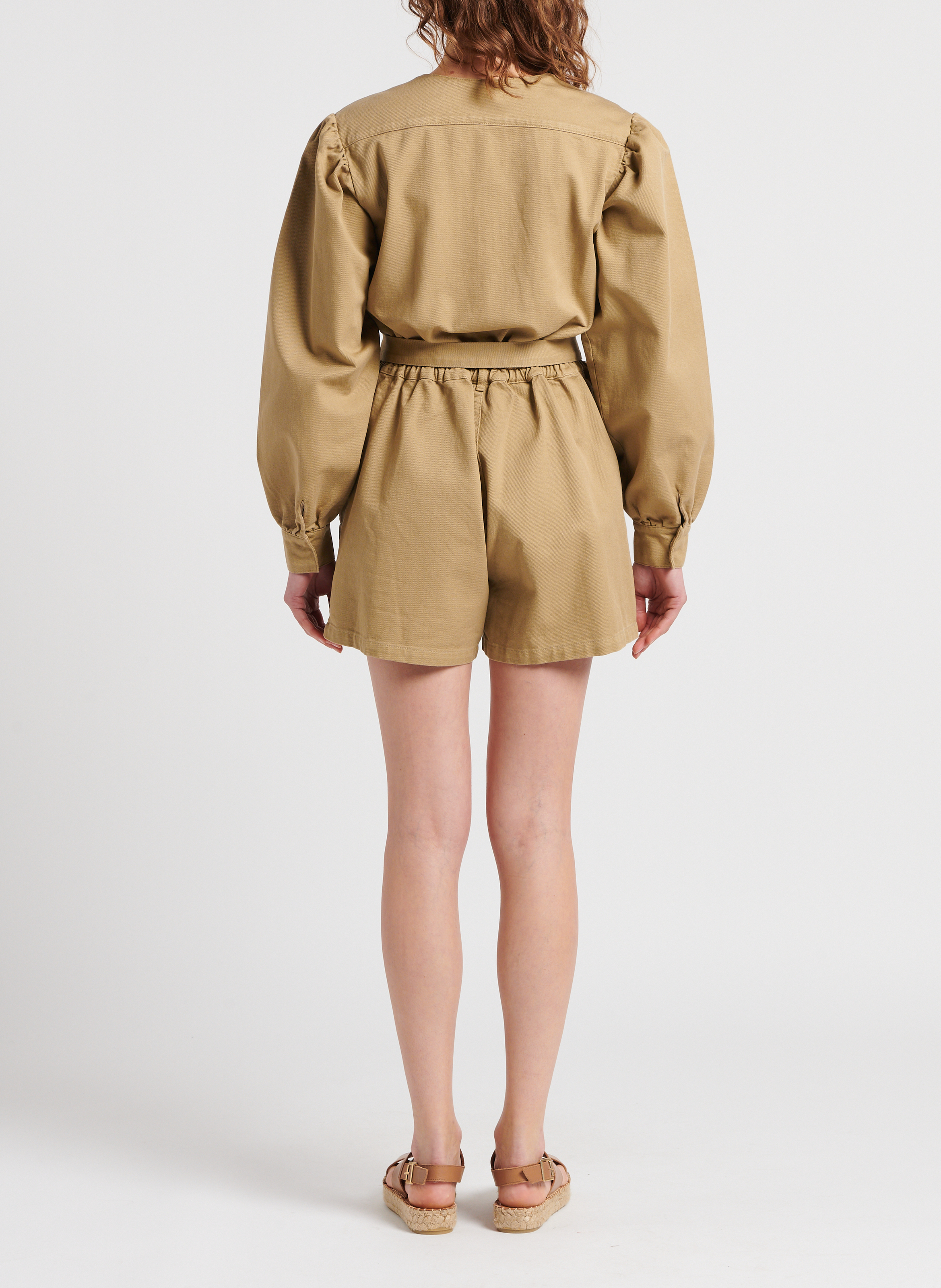 V-neck cotton playsuit THE NEW SOCIETY Khaki
