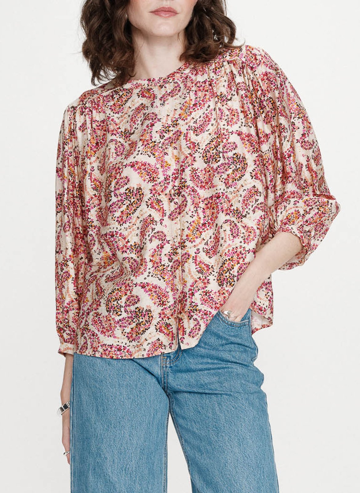 Chemise oversize col rond imprimé GRACE ET MILA Orange