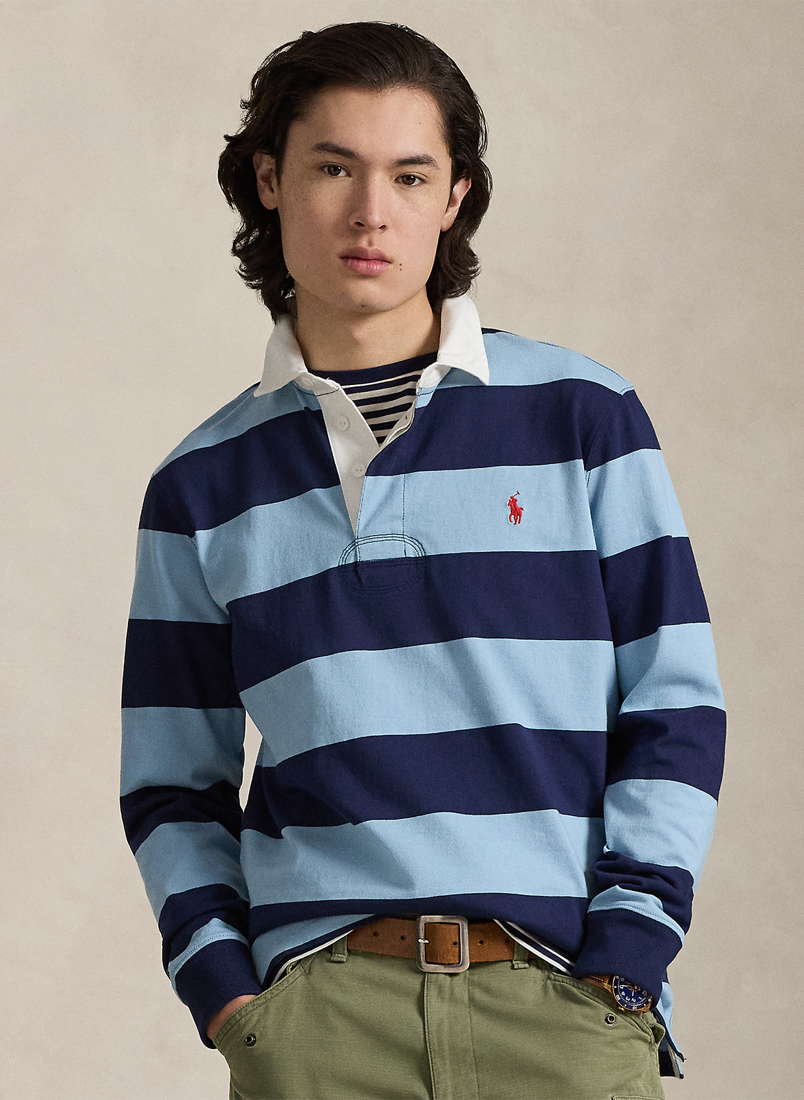 Striped classic-fit cotton polo POLO RALPH LAUREN Blue
