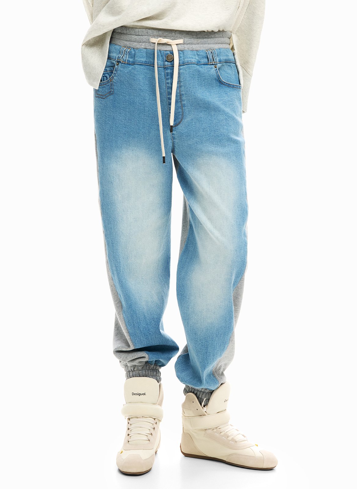Jogging wijde denim voor. DESIGUAL Blauw