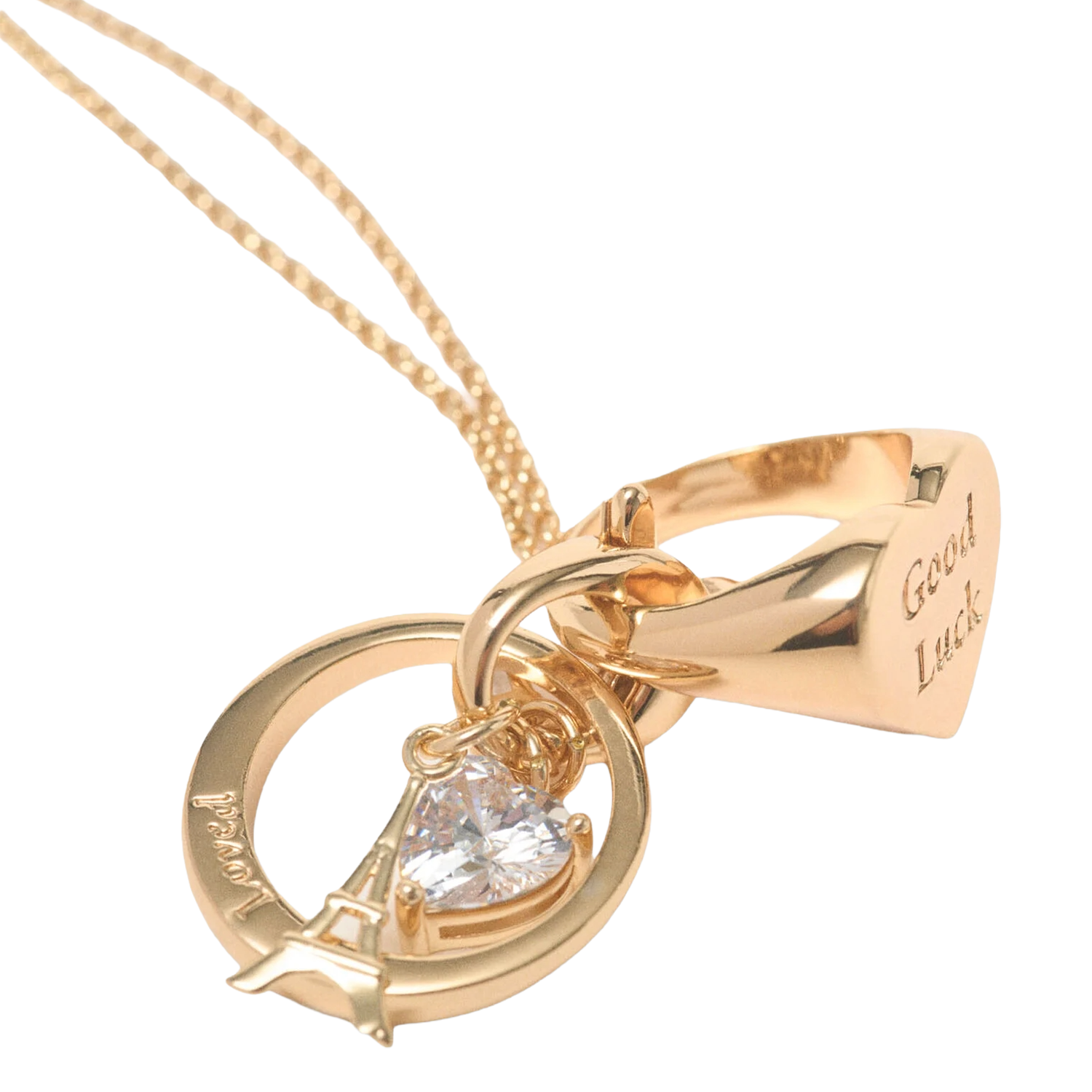 Ketting met hanger ringen van messing MAJE Goudkleurig