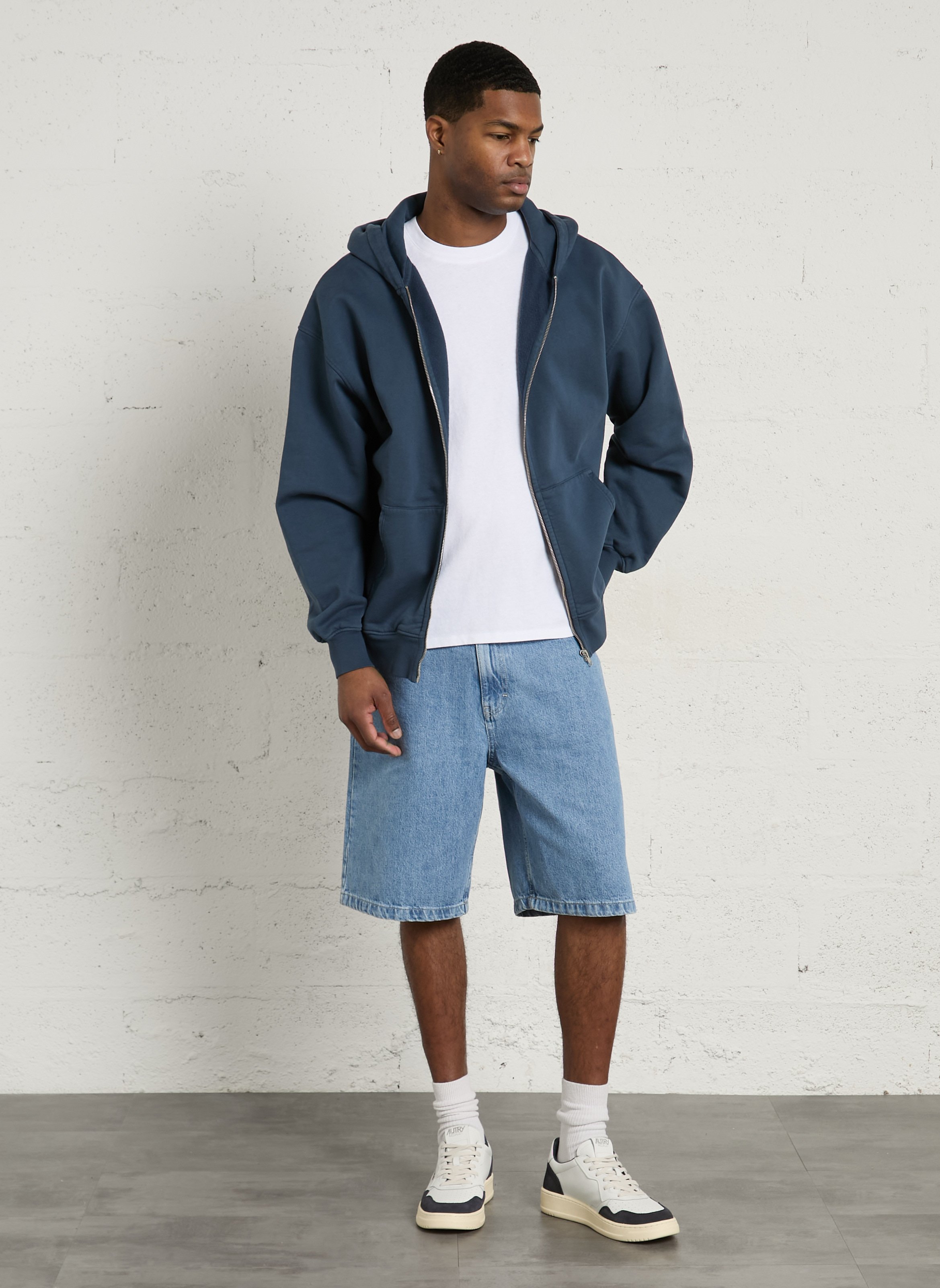 Cotton zipped hooded sweatshirt COLORFUL STANDARD Blue