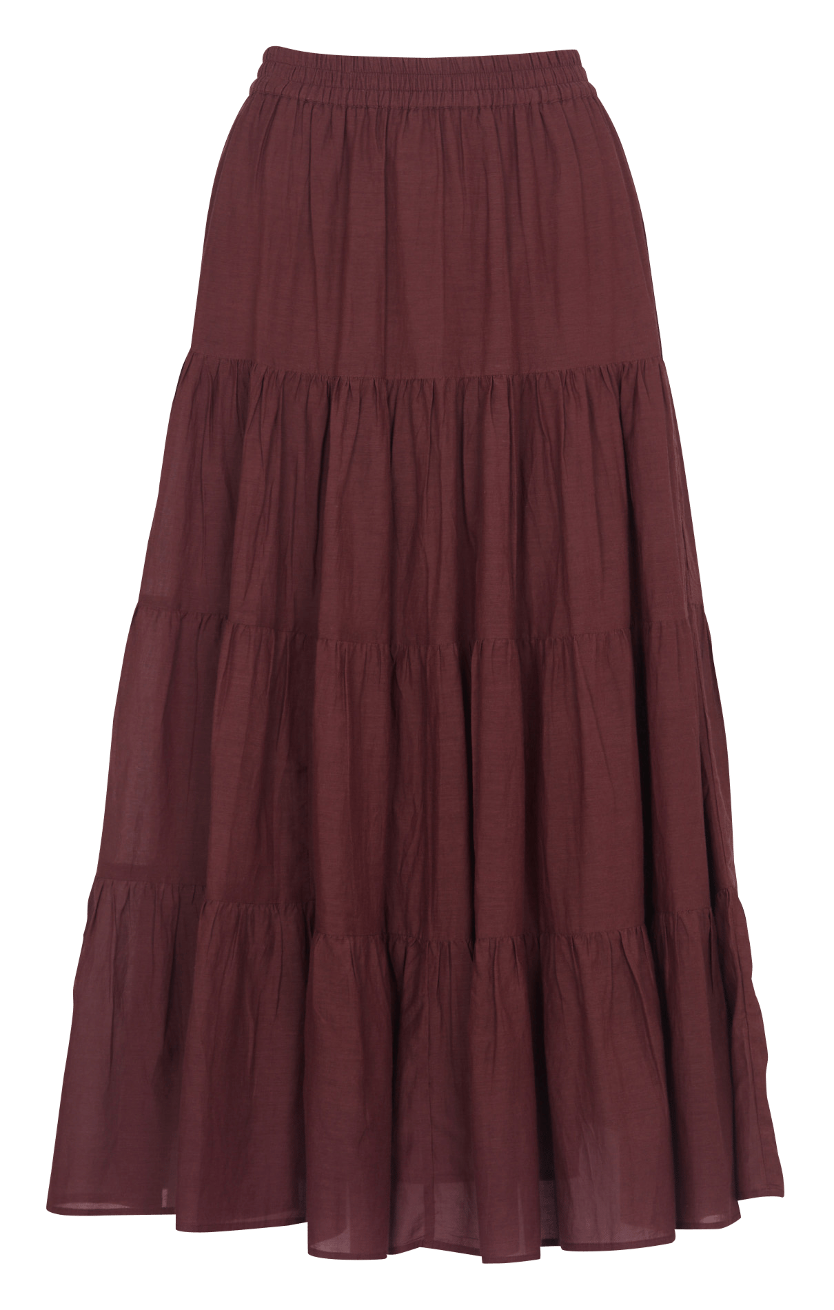 Jupe longue évasée à fronces en coton PETITE MENDIGOTE Marron