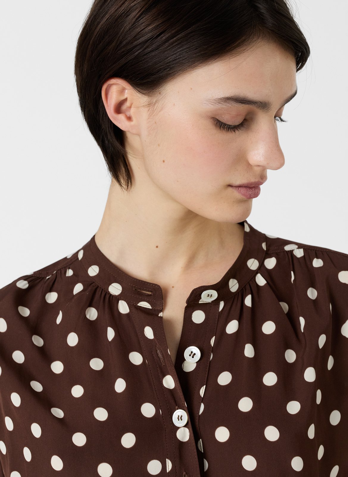 Blouse met Tunesische kraag en stippen GERARD DAREL Bruin