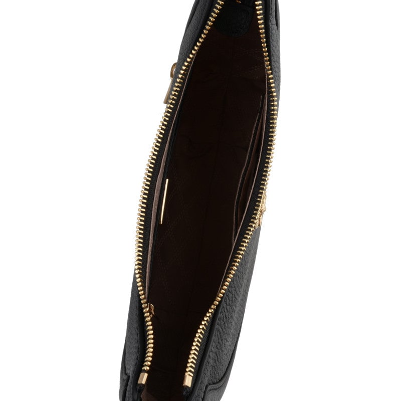 Calfskin leather shoulder bag Black