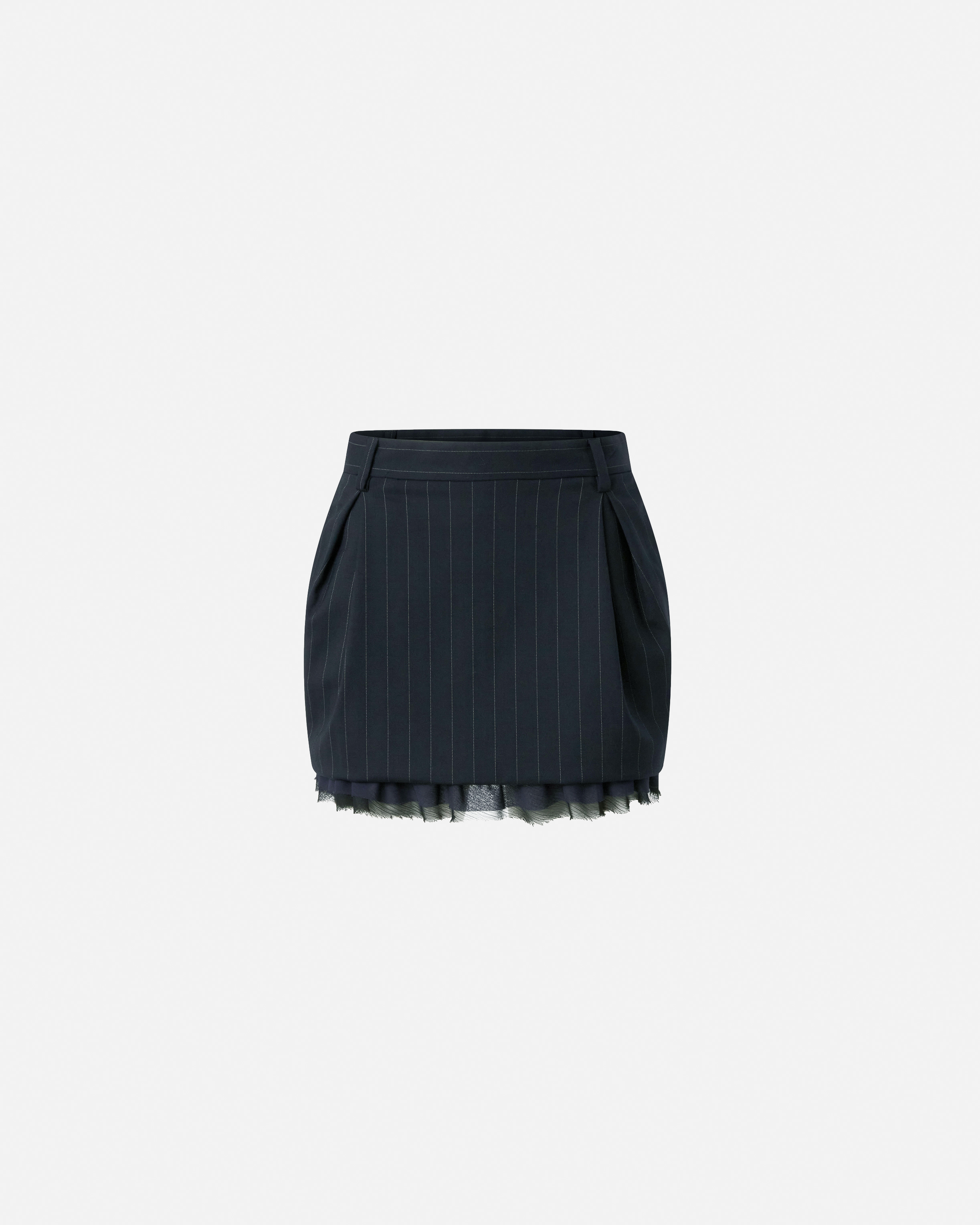 Mini skirt with fine stripes and frayed hem PINKO Multicolored