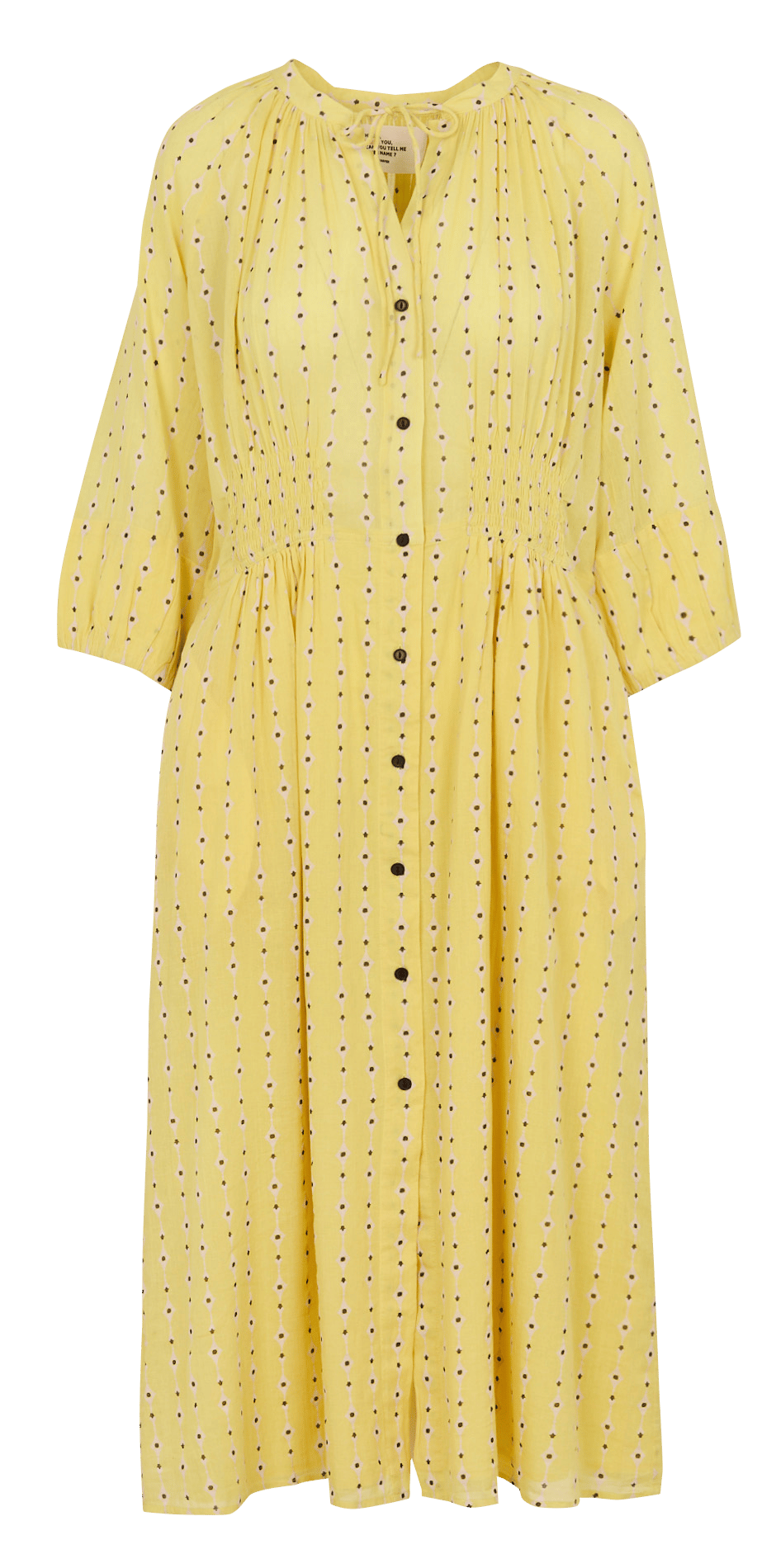 Long round neck dress in printed organic cotton LEON & HARPER Yellow