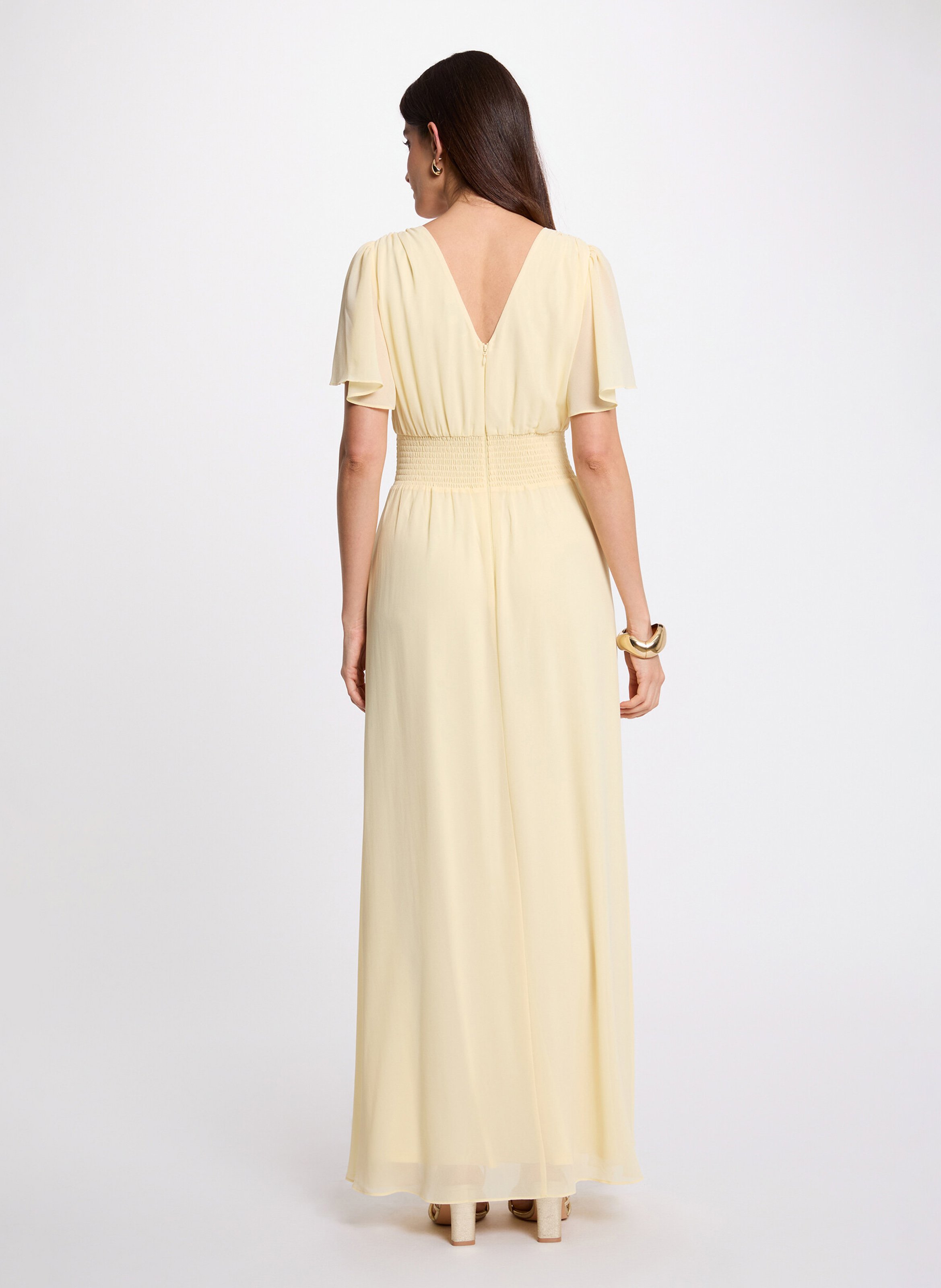 Robe longue col V  MORGAN Jaune