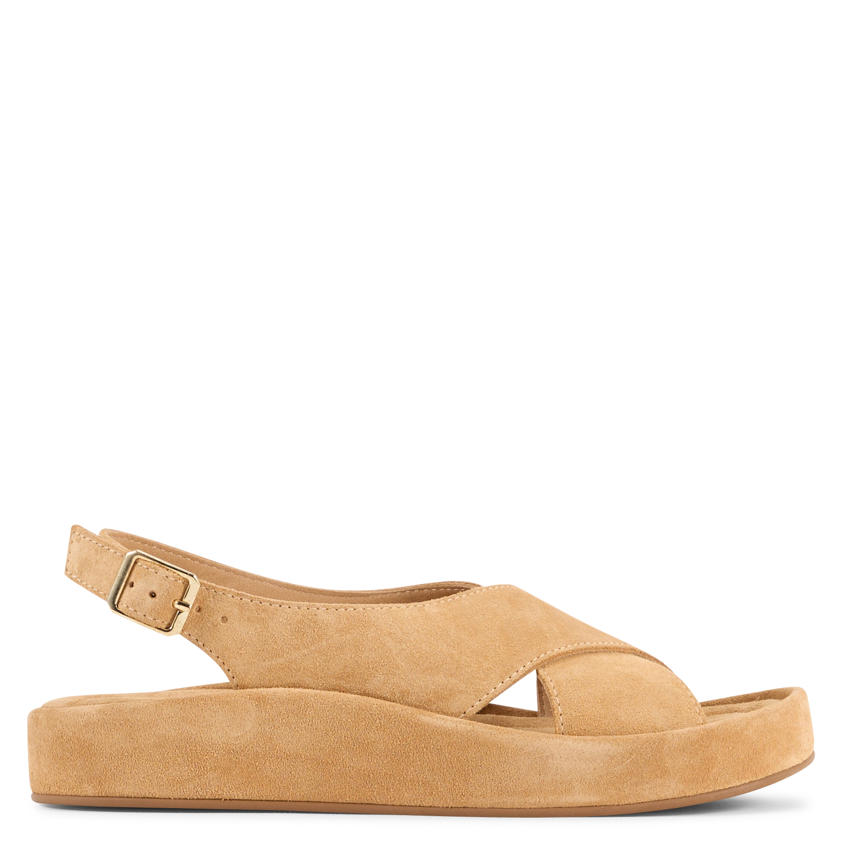 Flat leather platform sandals MELLOW YELLOW Beige