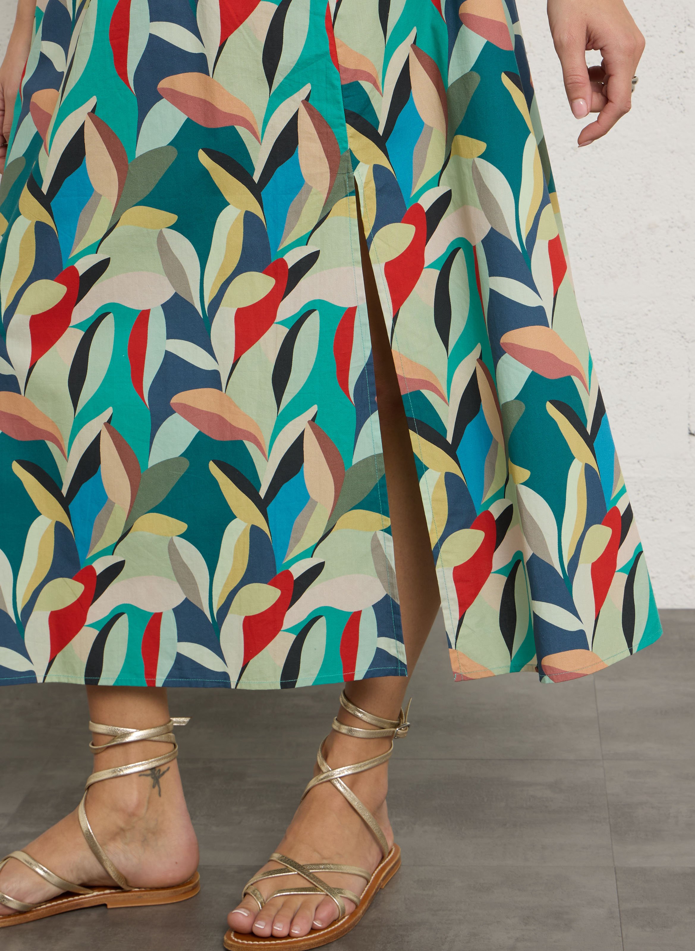 Halflange, wijde rok van katoen met print PETITE MENDIGOTE Veelkleurig