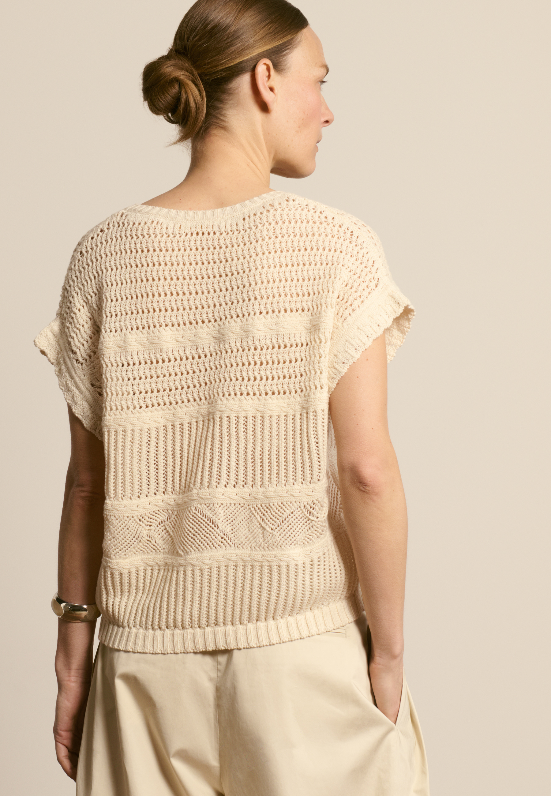 T-shirt en coton ajourée MAISON MONTAGUT Blanc