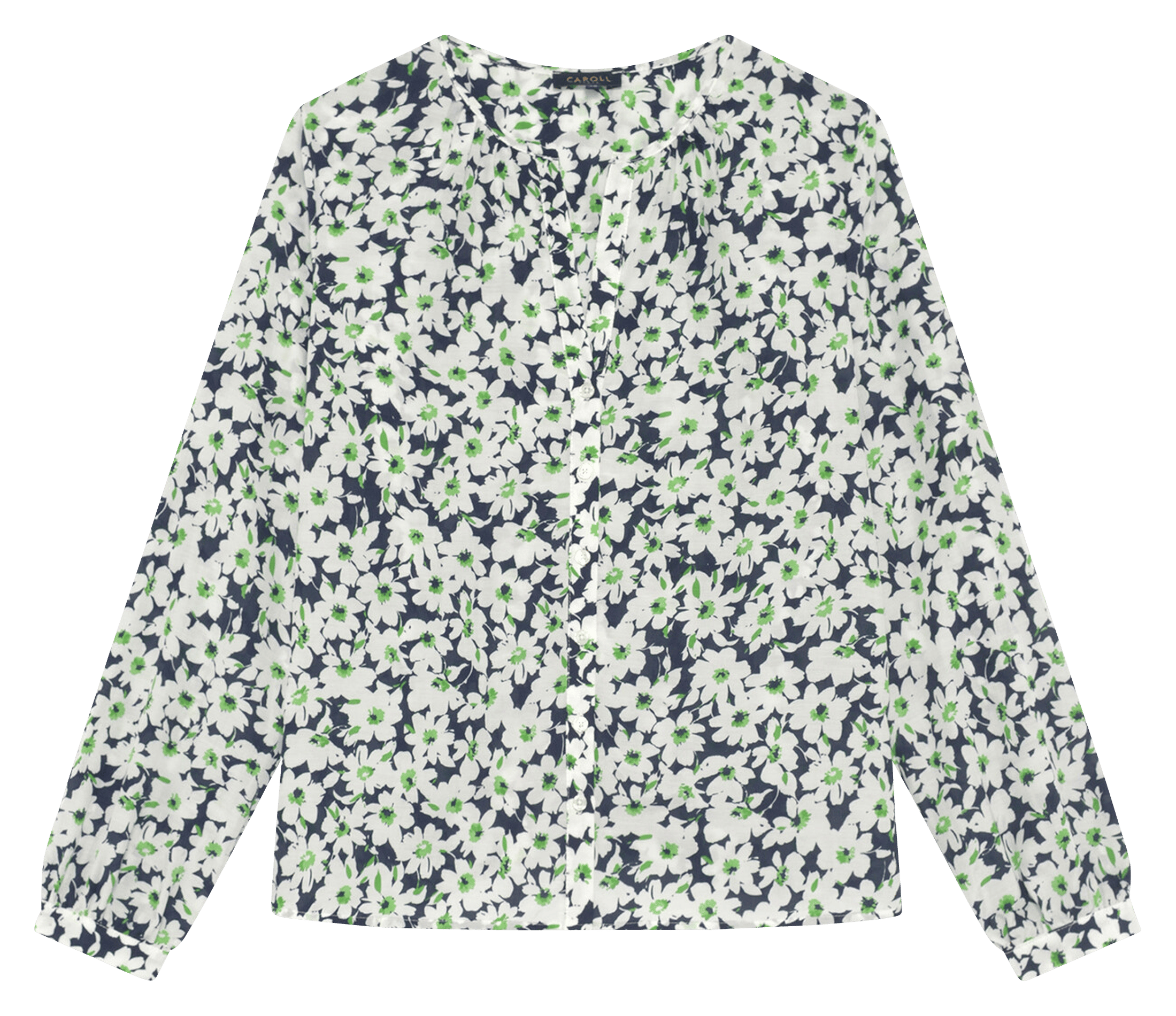 Blouse col V en coton mélangé CAROLL Bleu