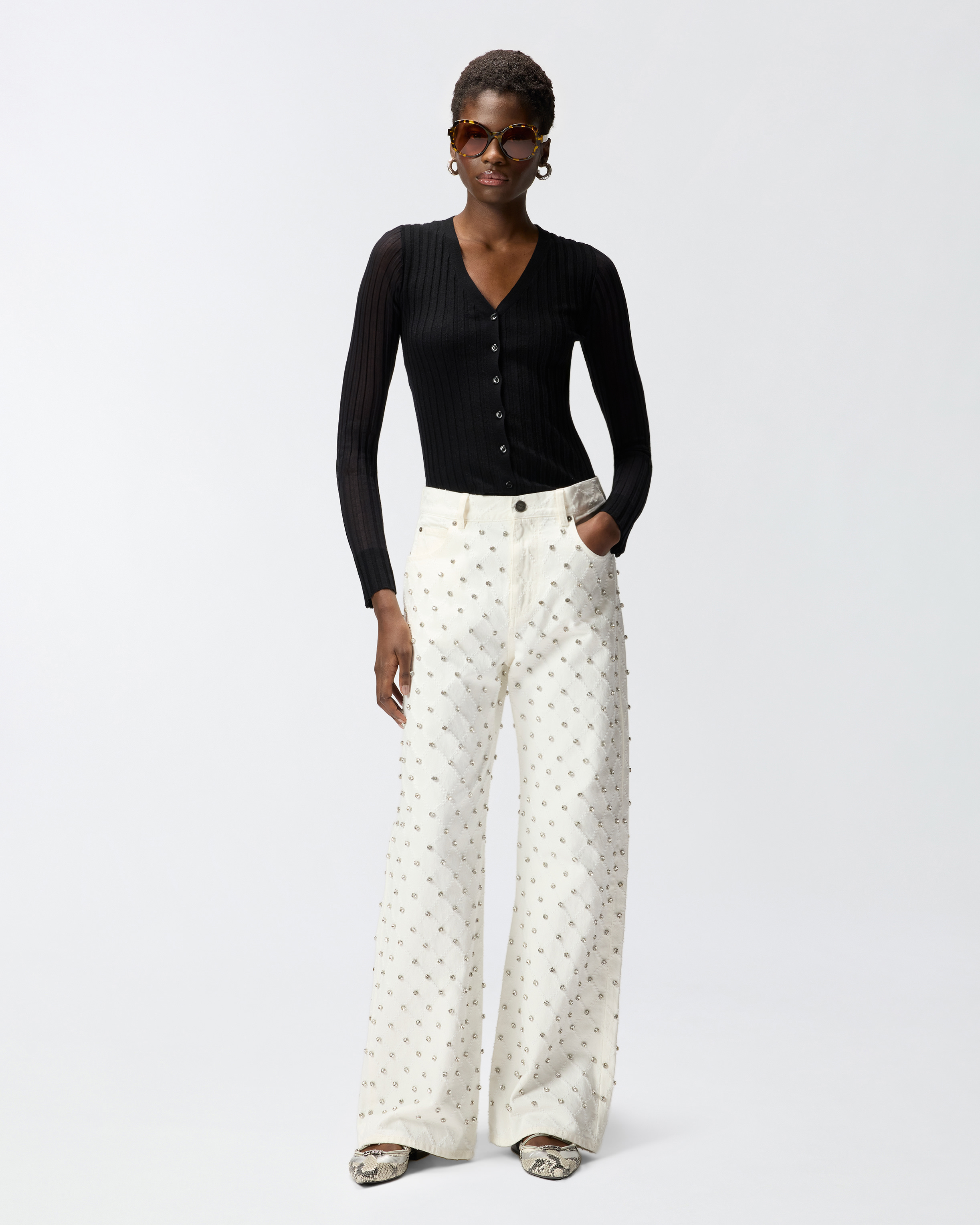 Cardigan en légère maille côtelée PINKO Noir