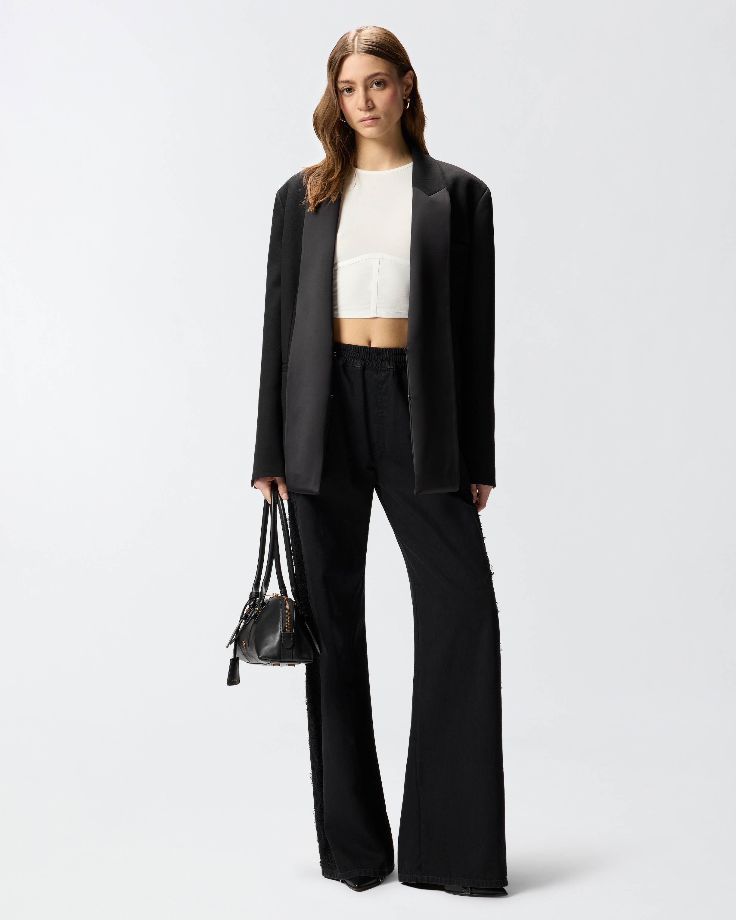 Top corset à manches courtes Blanc