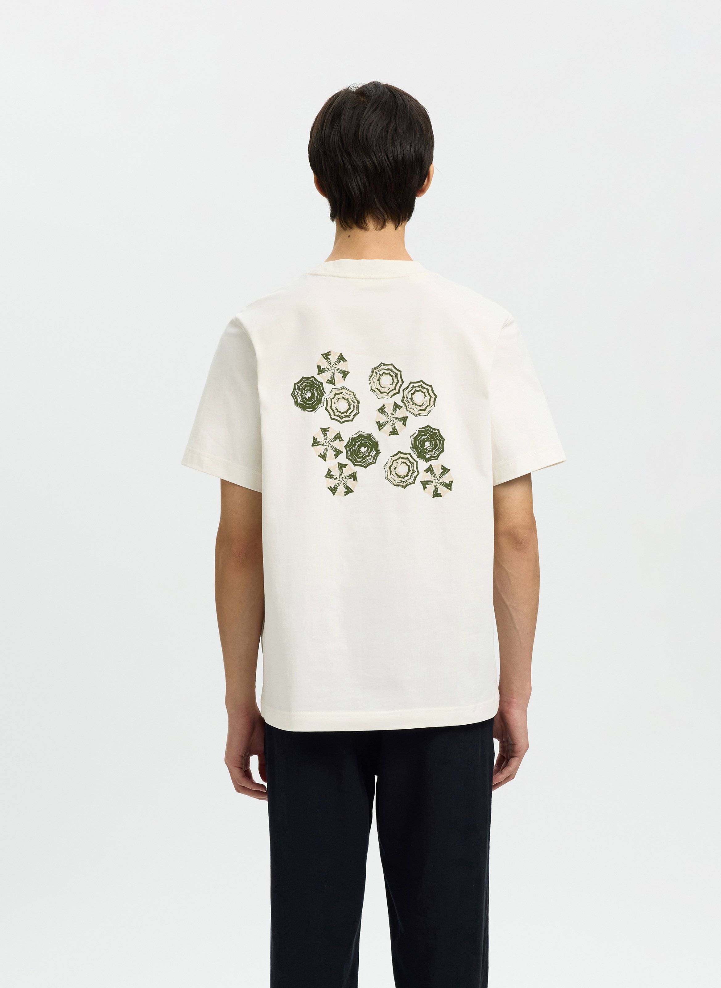 Oversized round neck organic cotton t-shirt SELECTED Beige