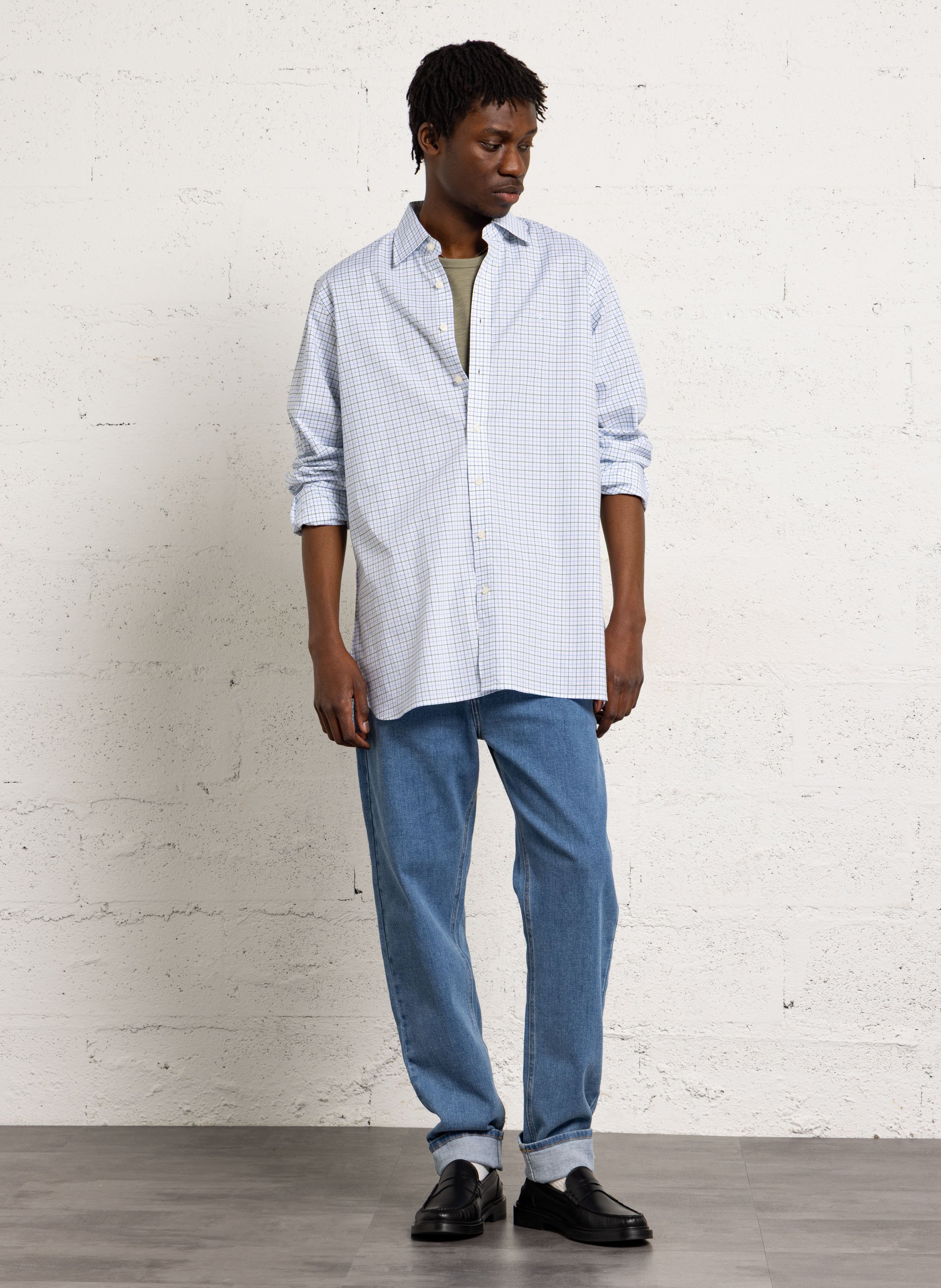 Chemise col classique manches contrastantes en coton HACKETT Green