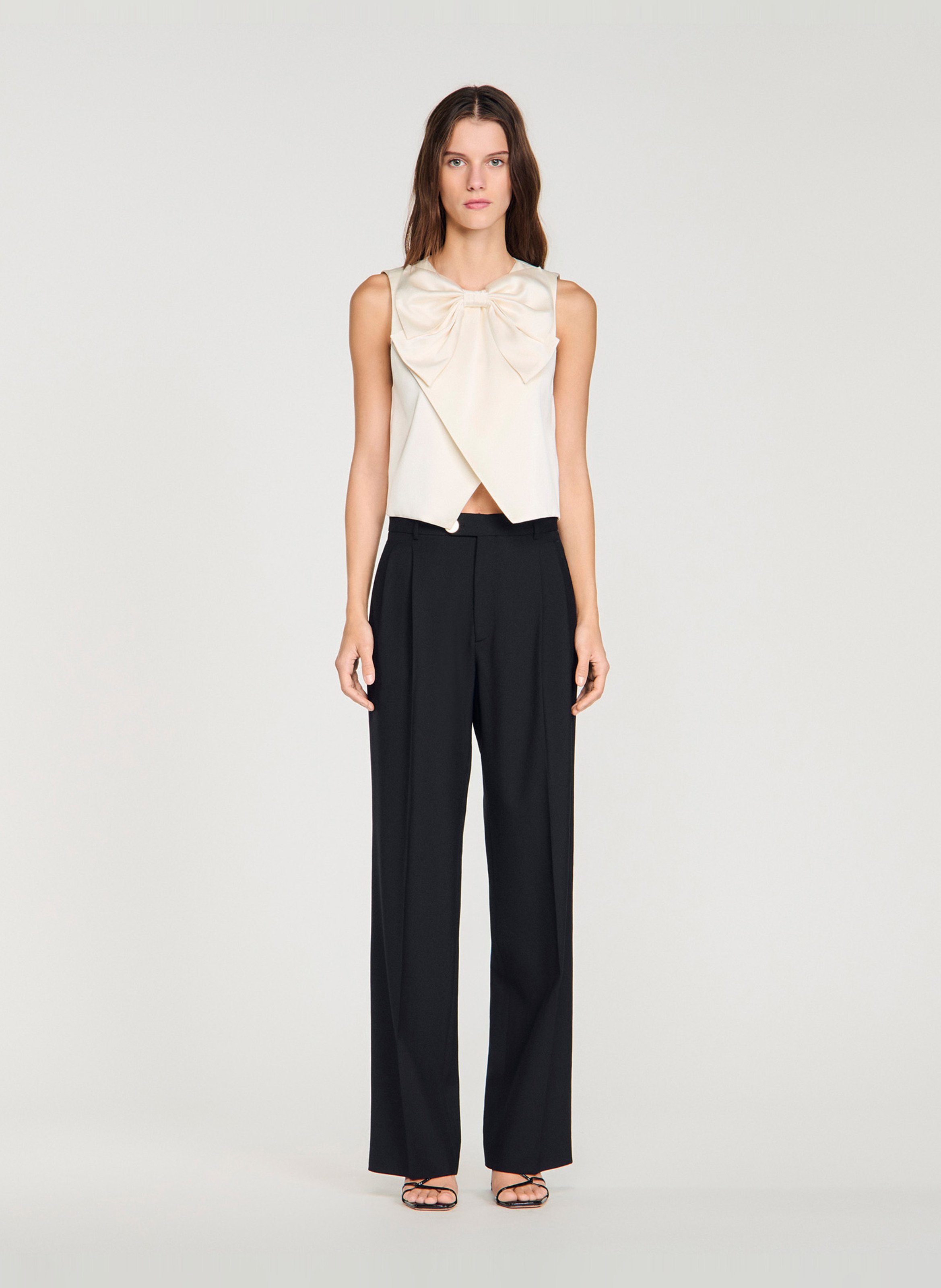 Straight tailored trousers in plain color SANDRO Black